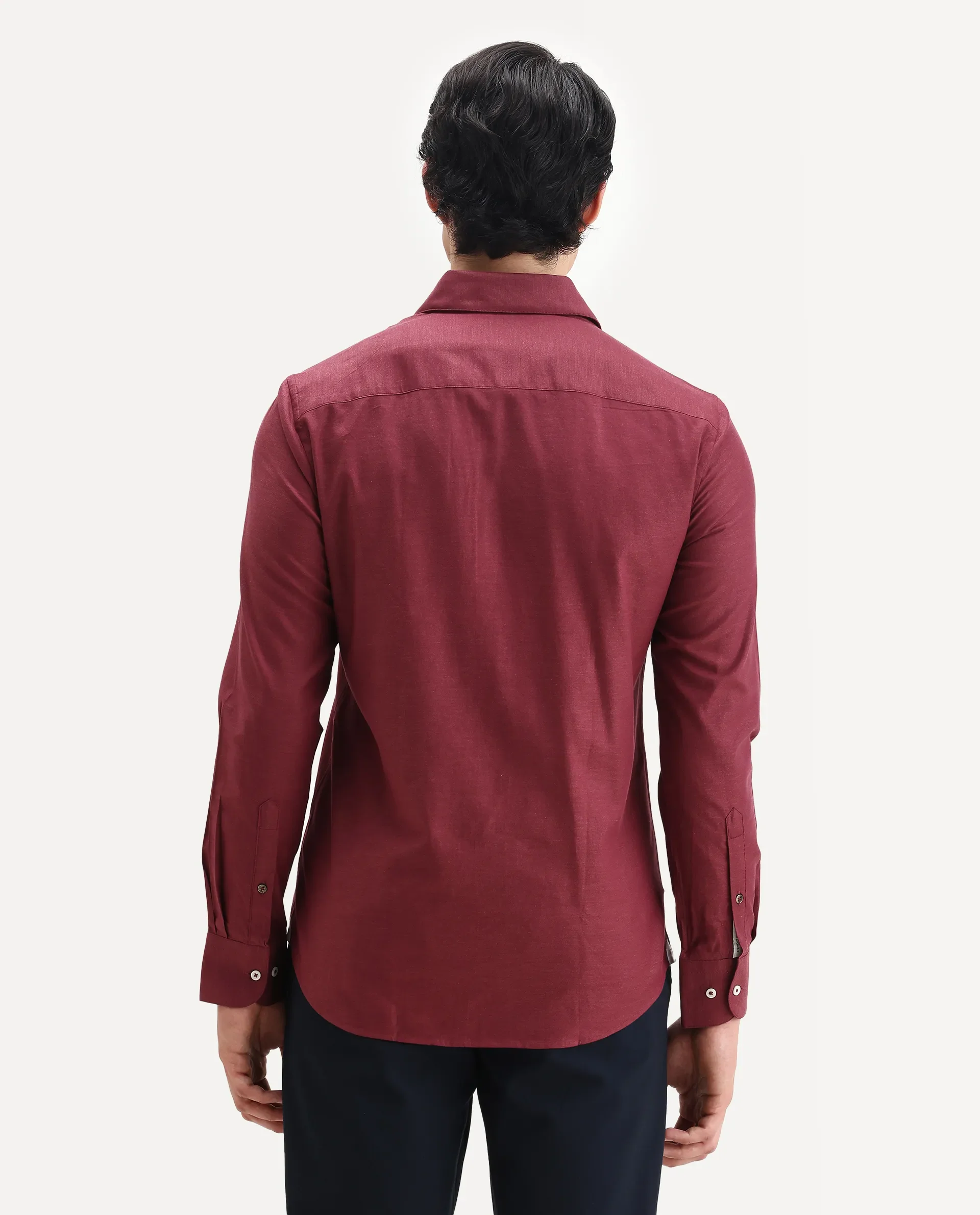 Rare Rabbit Men's Forde Red Cotton Plain Regular Fit Full Sleeve Collared Shirt - Image 7