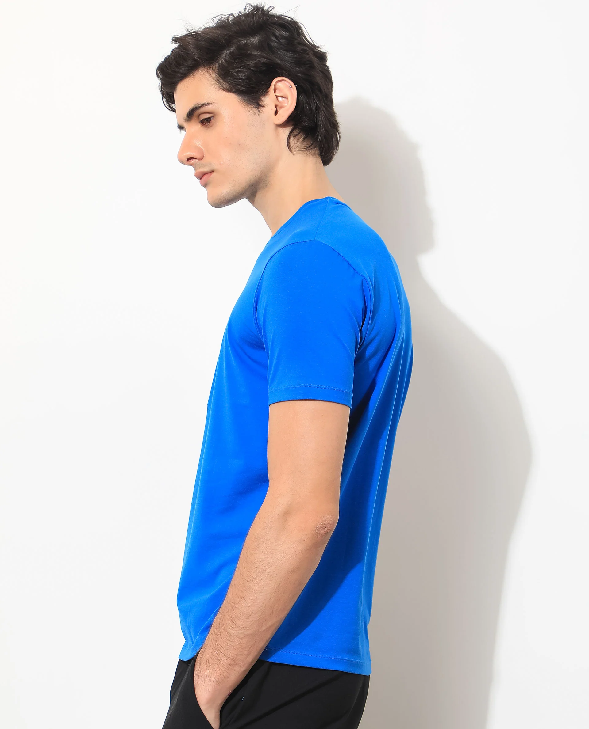 Rare Rabbit Men's Forest Blue Cotton Graphic Print Slim Fit Half Sleeve Crew Neck T-Shirt - Image 5