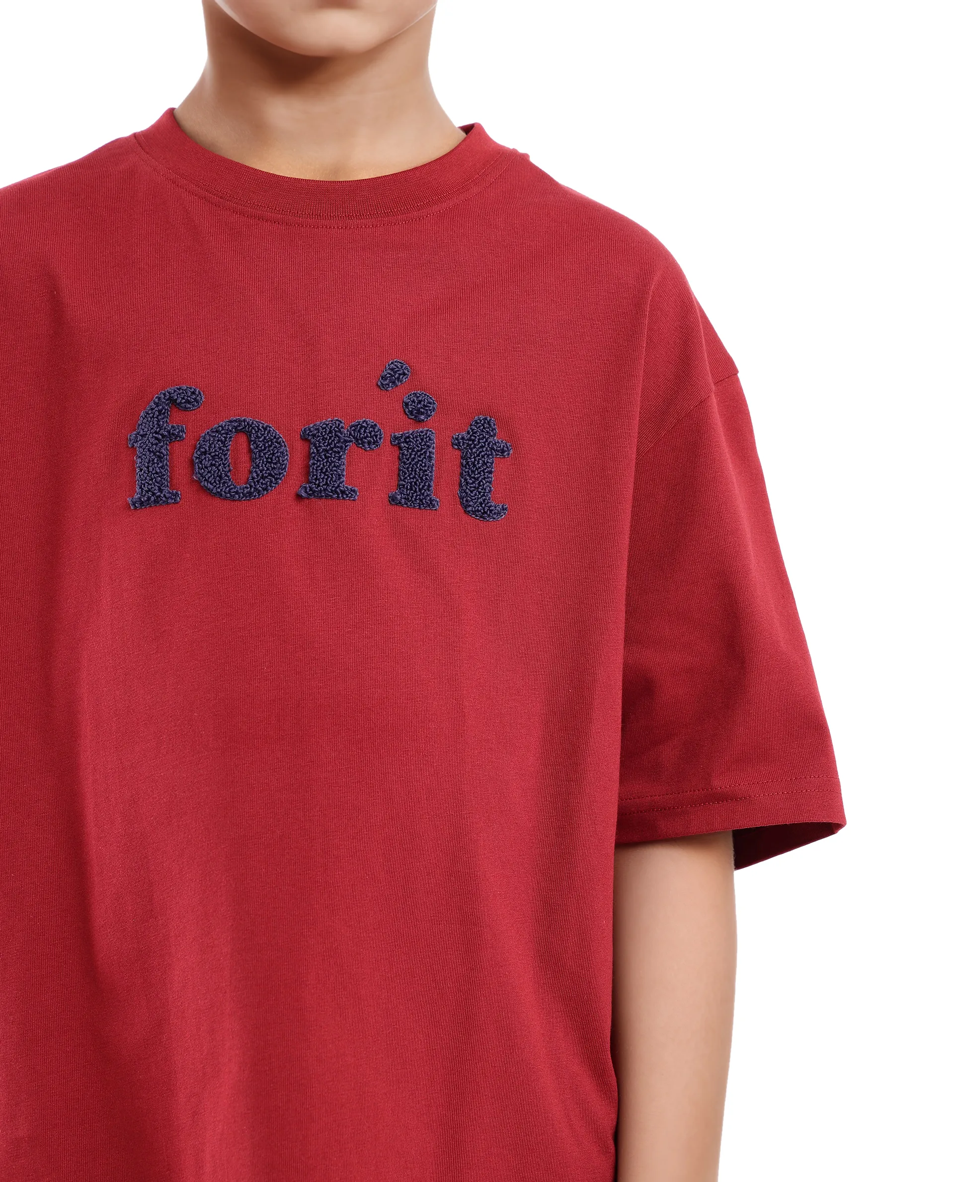 Rare Ones Kids Forit Dark Red Cotton Half Sleeves Crew Neck Towel Embroidered T-Shirt - Image 8