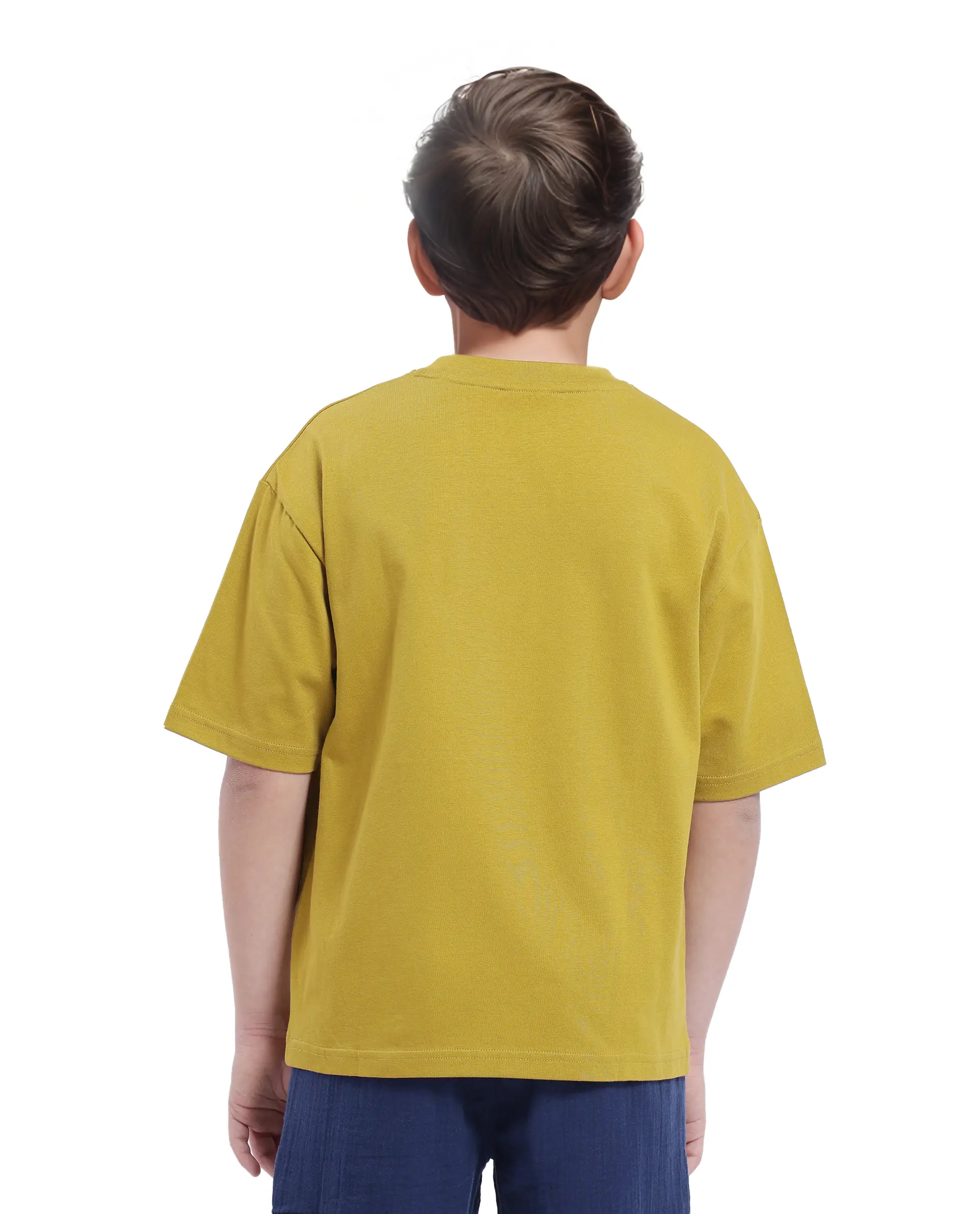Rare Ones Kids Forit Fluorescent Green Cotton Half Sleeves Crew Neck Towel Embroidered T-Shirt - Image 9