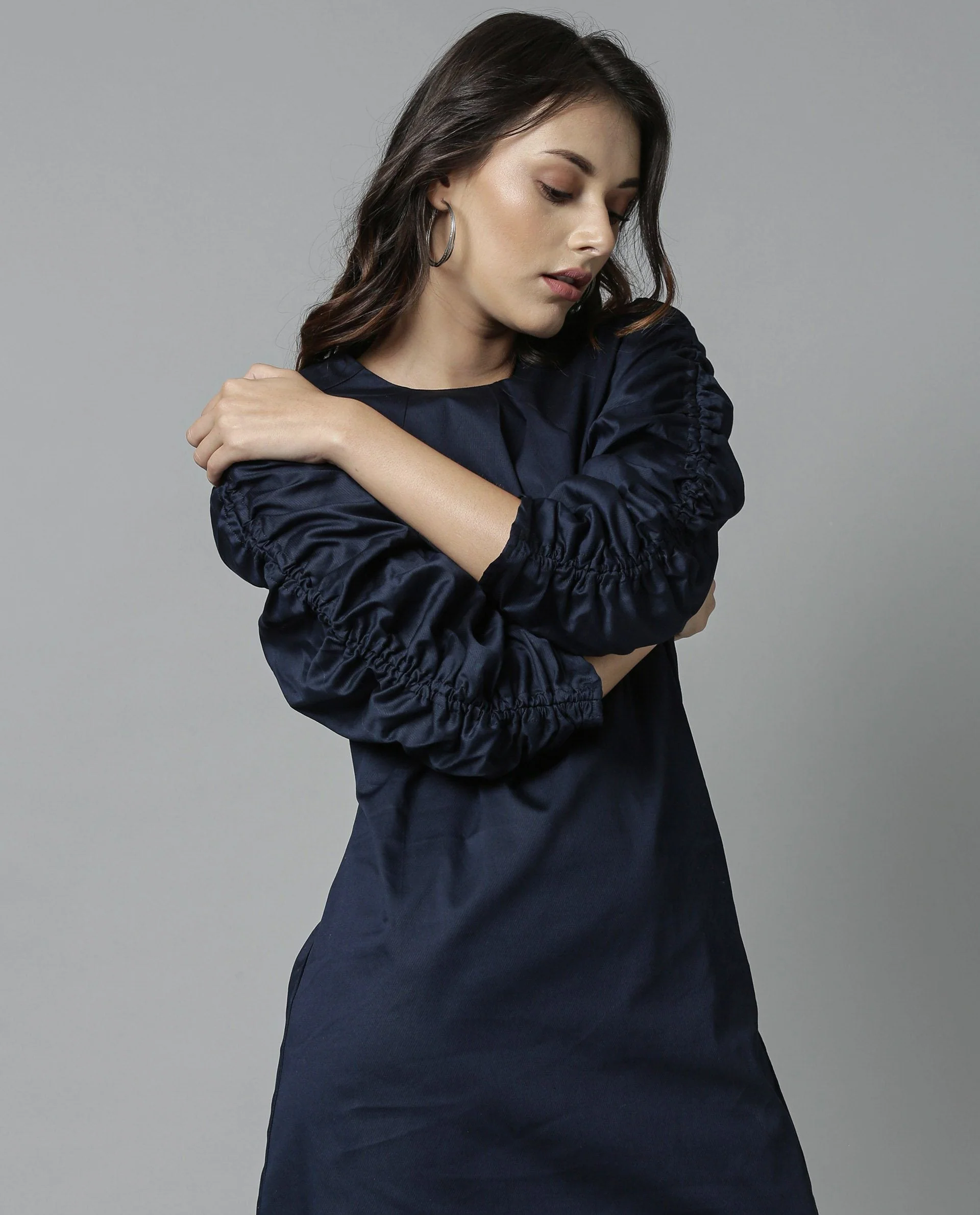 Rareism Women Form Navy Dress Full Sleeves Solid - Image 2