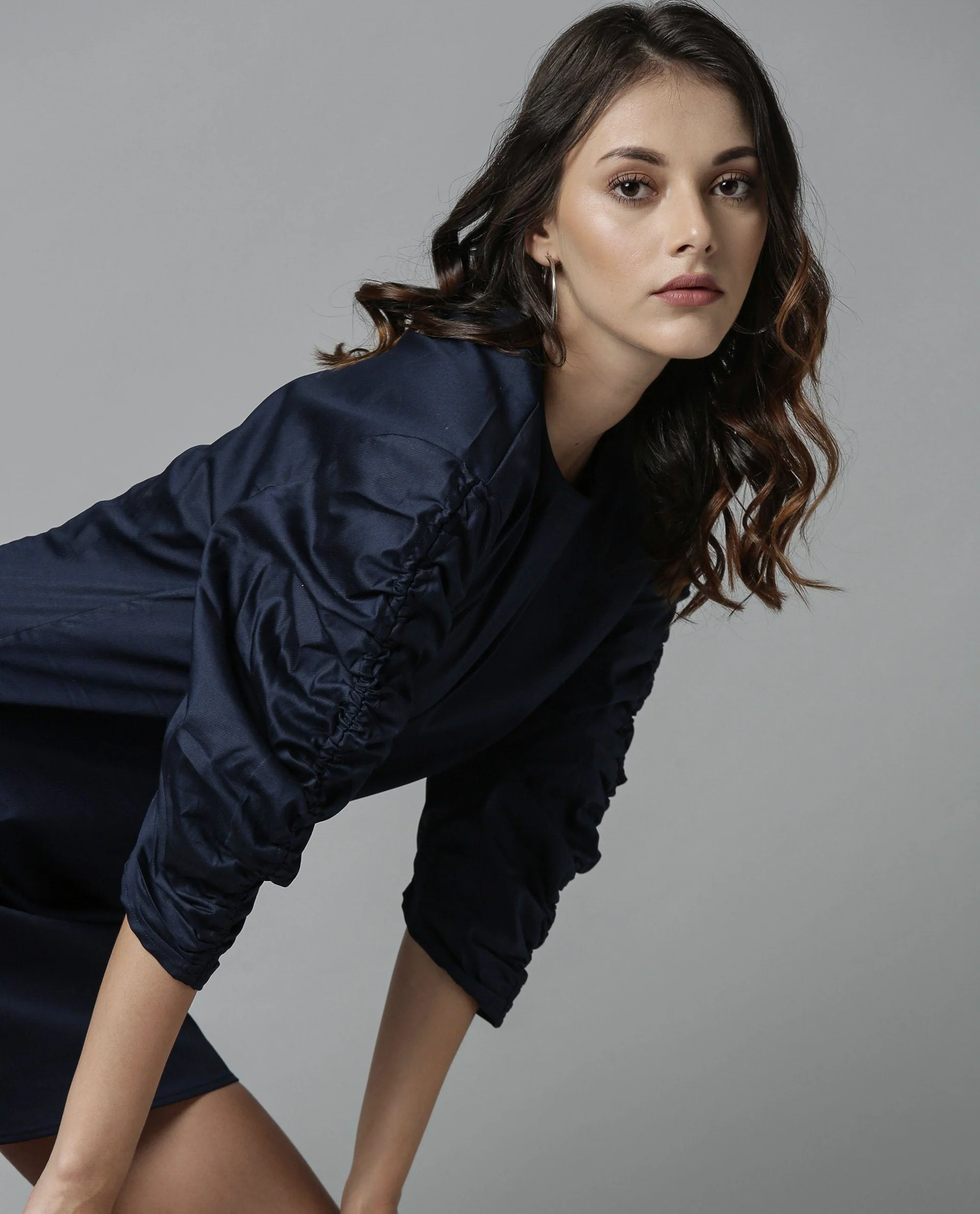 Rareism Women Form Navy Dress Full Sleeves Solid - Image 3