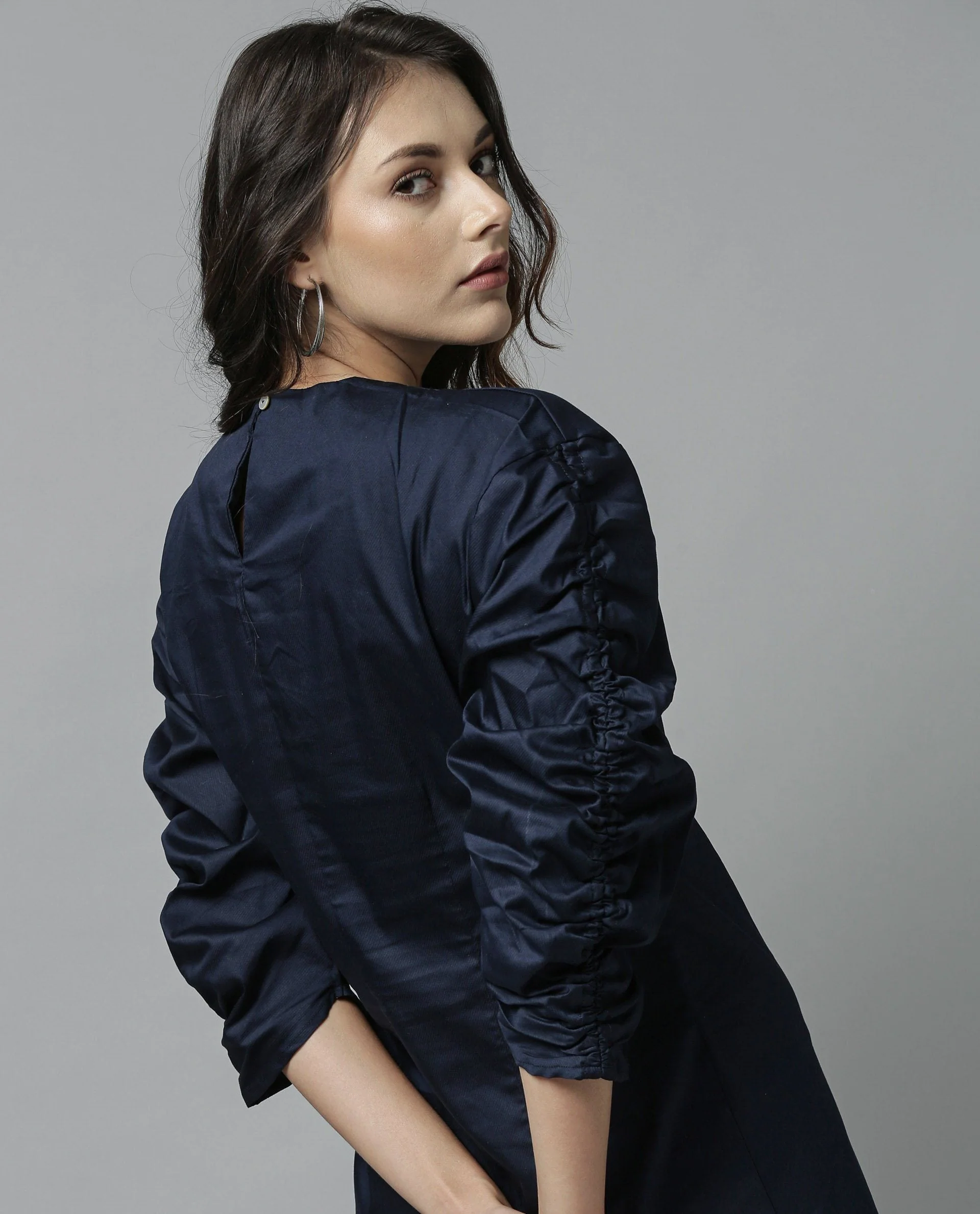 Rareism Women Form Navy Dress Full Sleeves Solid - Image 5