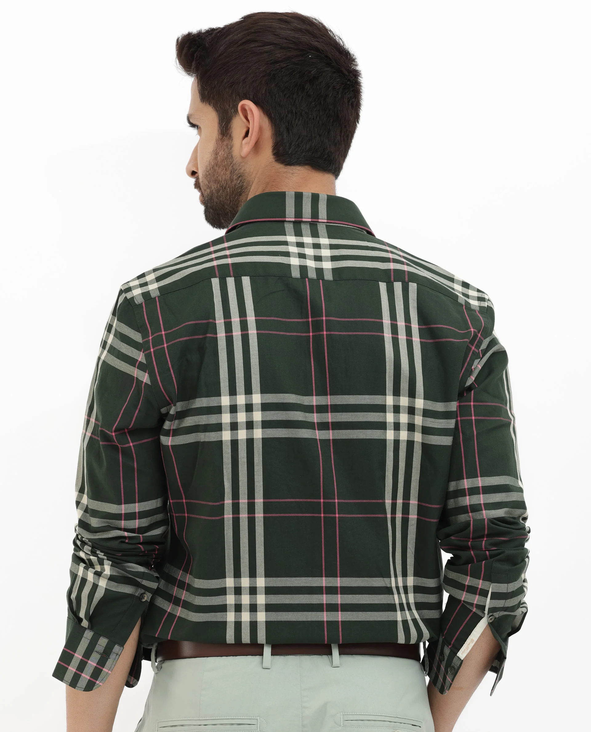 Rare Rabbit Men's Forman Dark Green Cotton Checked Print Regular Fit Full Sleeve Collared Shirt - Image 8