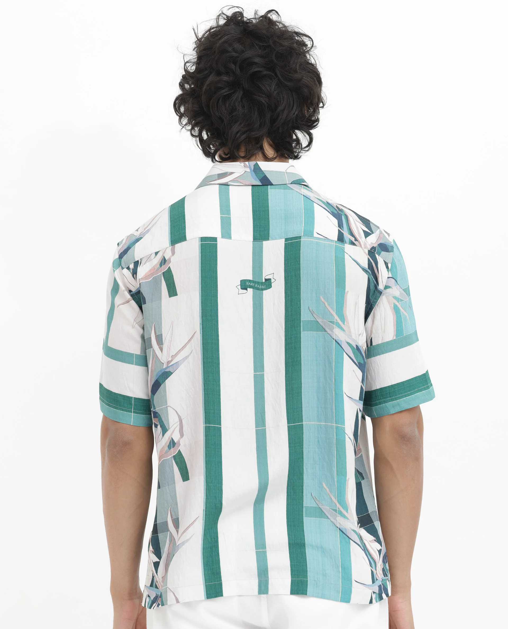 Rare Rabbit Men's Forsia Dusky Blue Viscose Floral Print Boxy Fit Half Sleeve Cuban Collar Shirt - Image 11