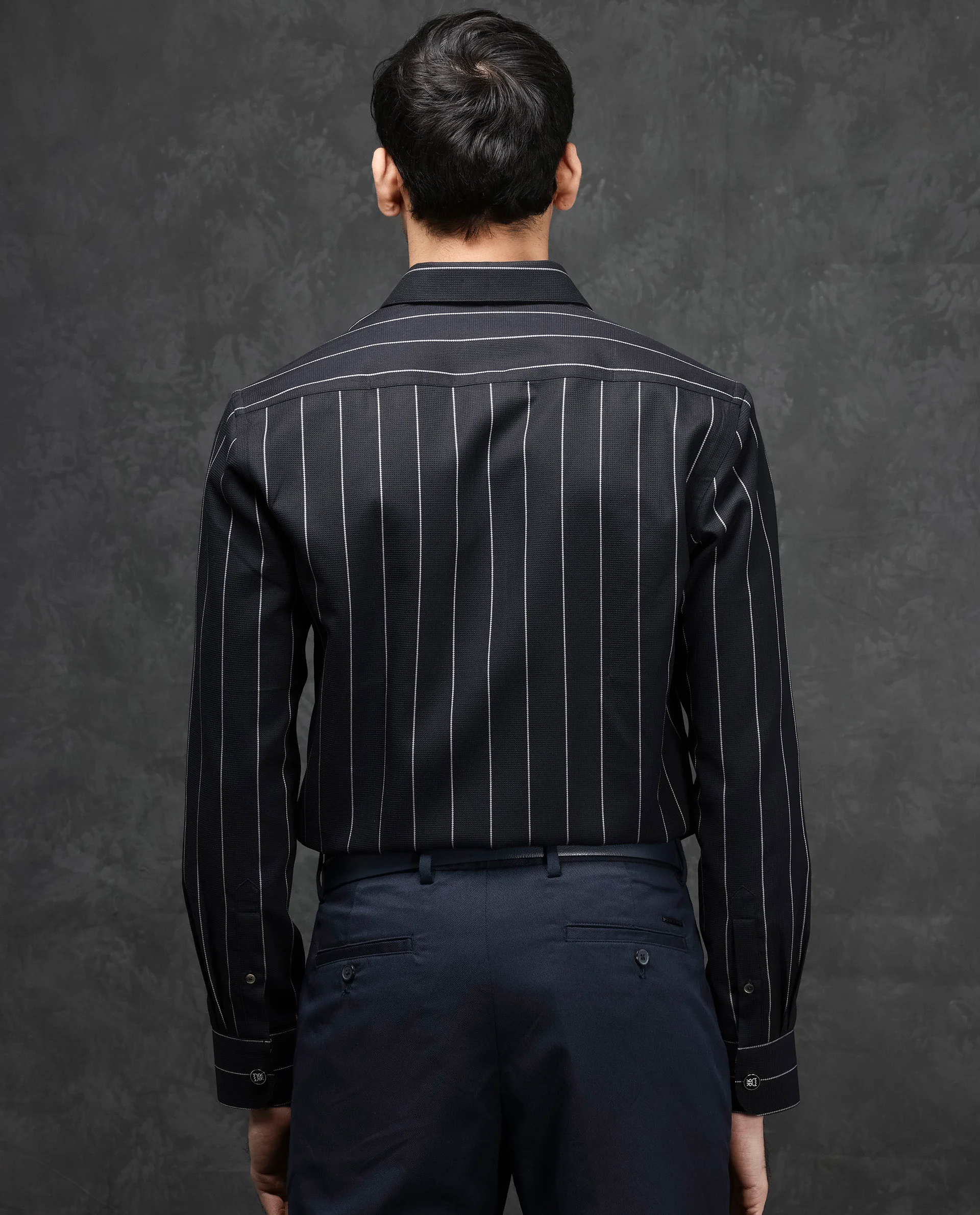 Rare Rabbit Men's Forty Black Cotton Striped Print Regular Fit Full Sleeve Collared Shirt - Image 10