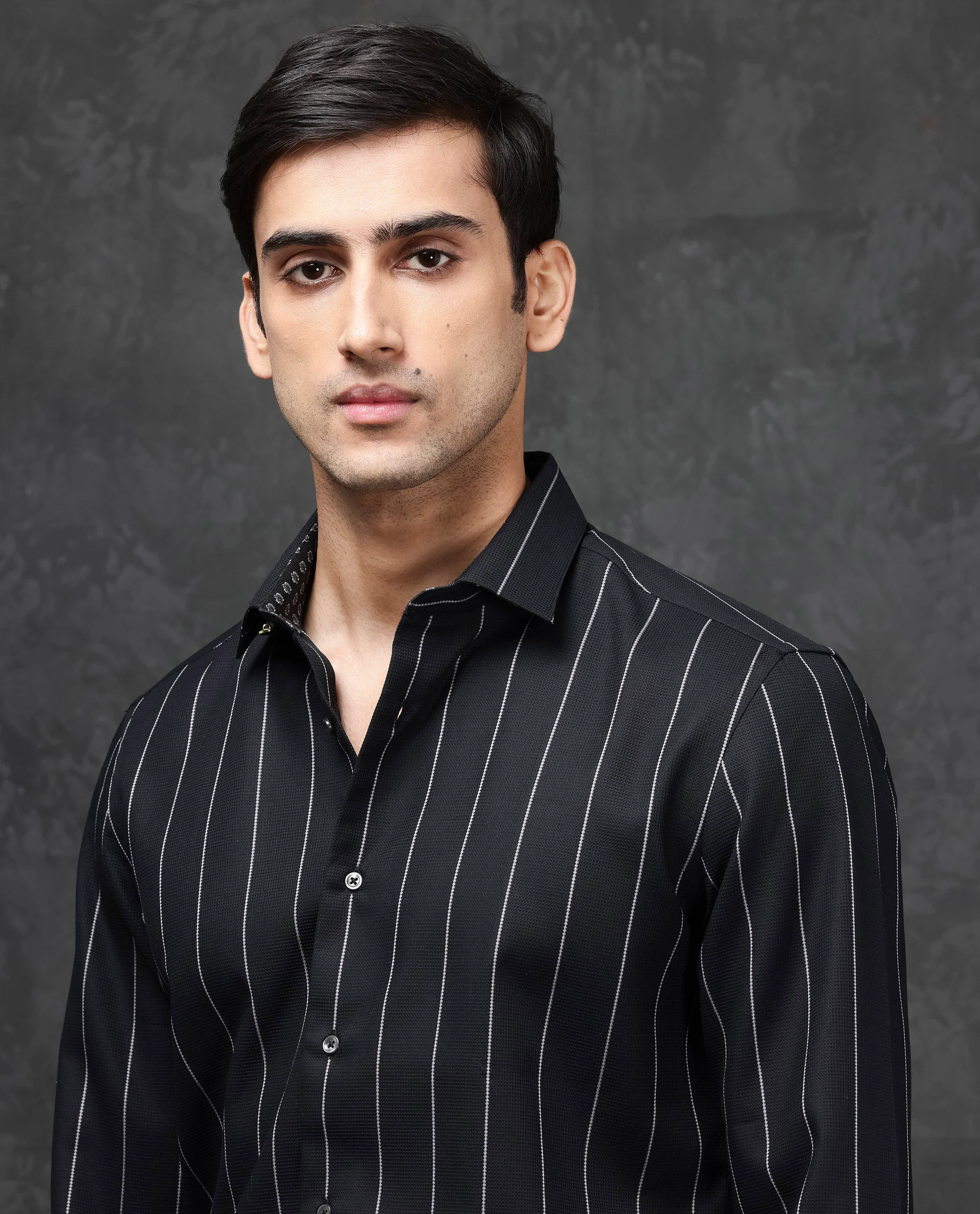 Rare Rabbit Men's Forty Black Cotton Striped Print Regular Fit Full Sleeve Collared Shirt - Image 7