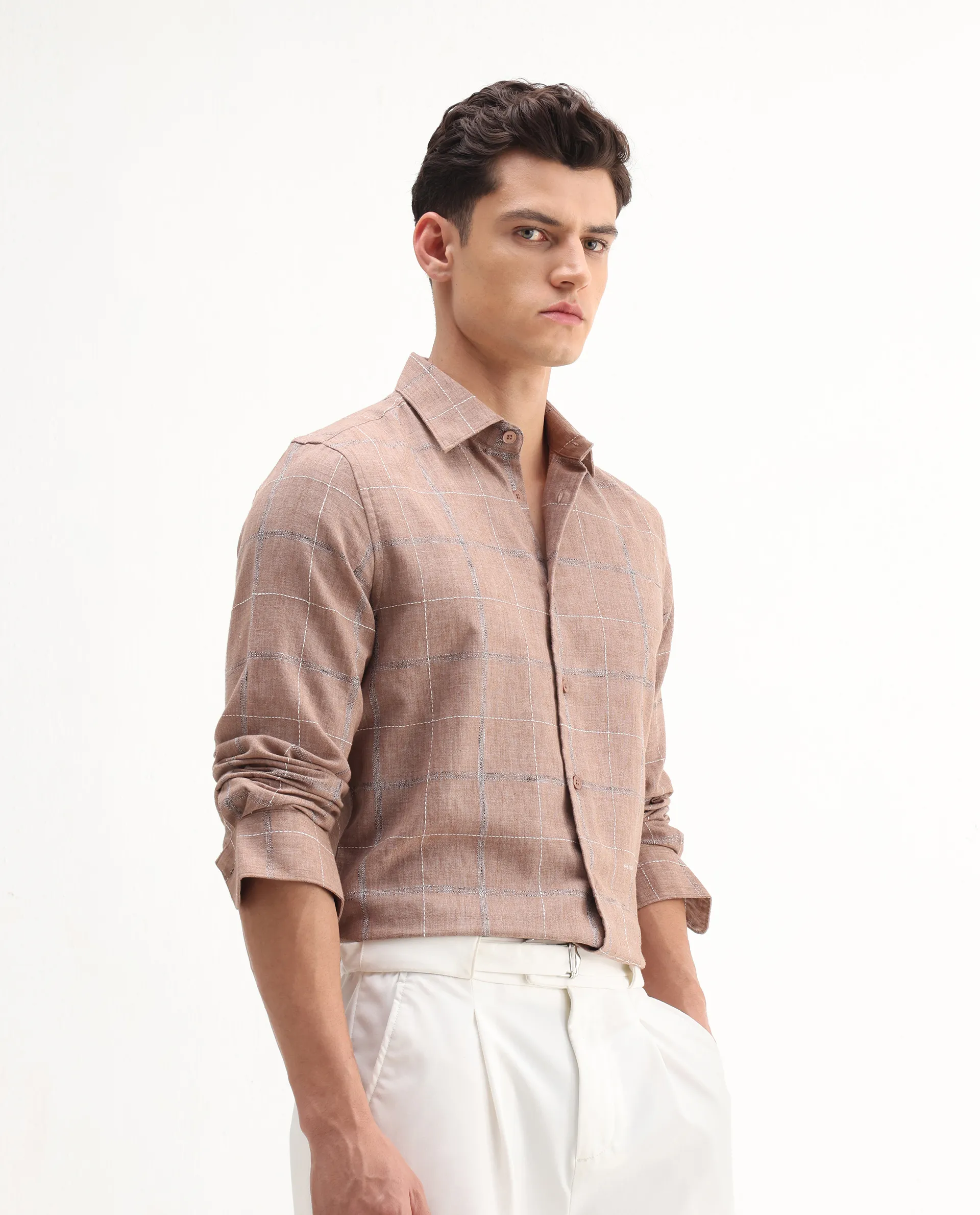 Rare Rabbit Men's Foter Bronze Polyester Blend Embroidered Regular Fit Full Sleeve Collared Shirt - Image 6