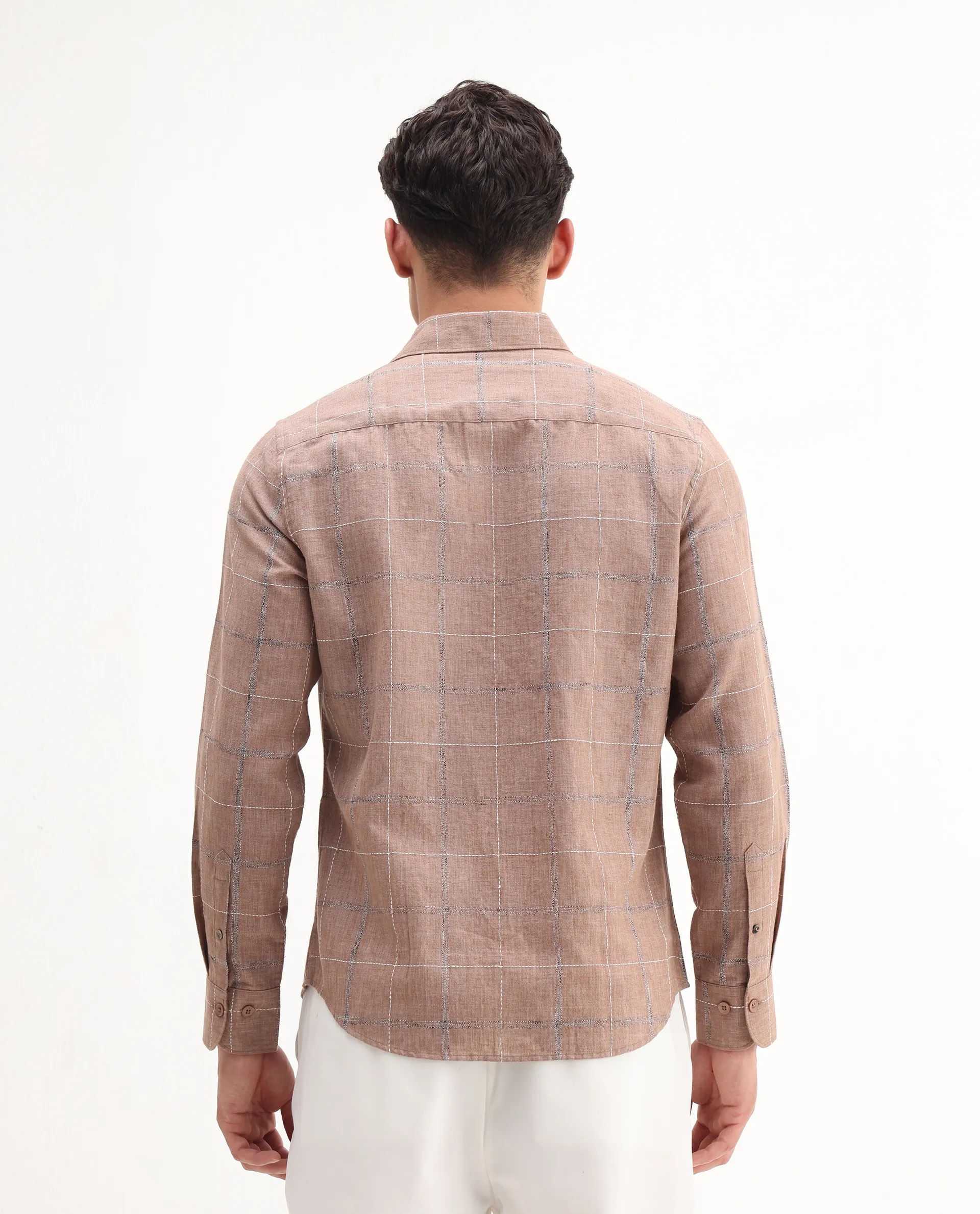 Rare Rabbit Men's Foter Bronze Polyester Blend Embroidered Regular Fit Full Sleeve Collared Shirt - Image 7