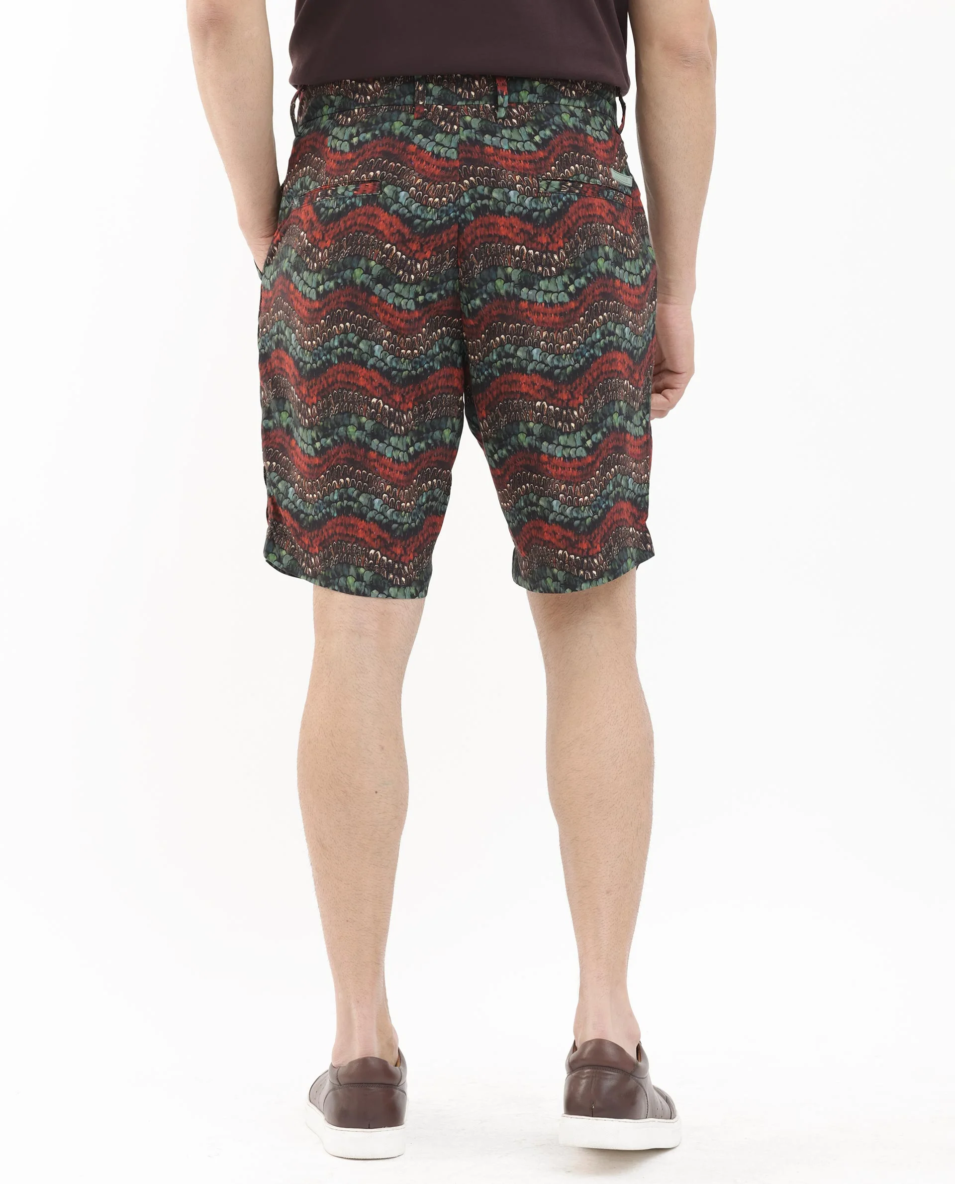 Rare Rabbit Men's Frakin Brown Viscose Abstract Print Relaxed Fit Shorts - Image 13