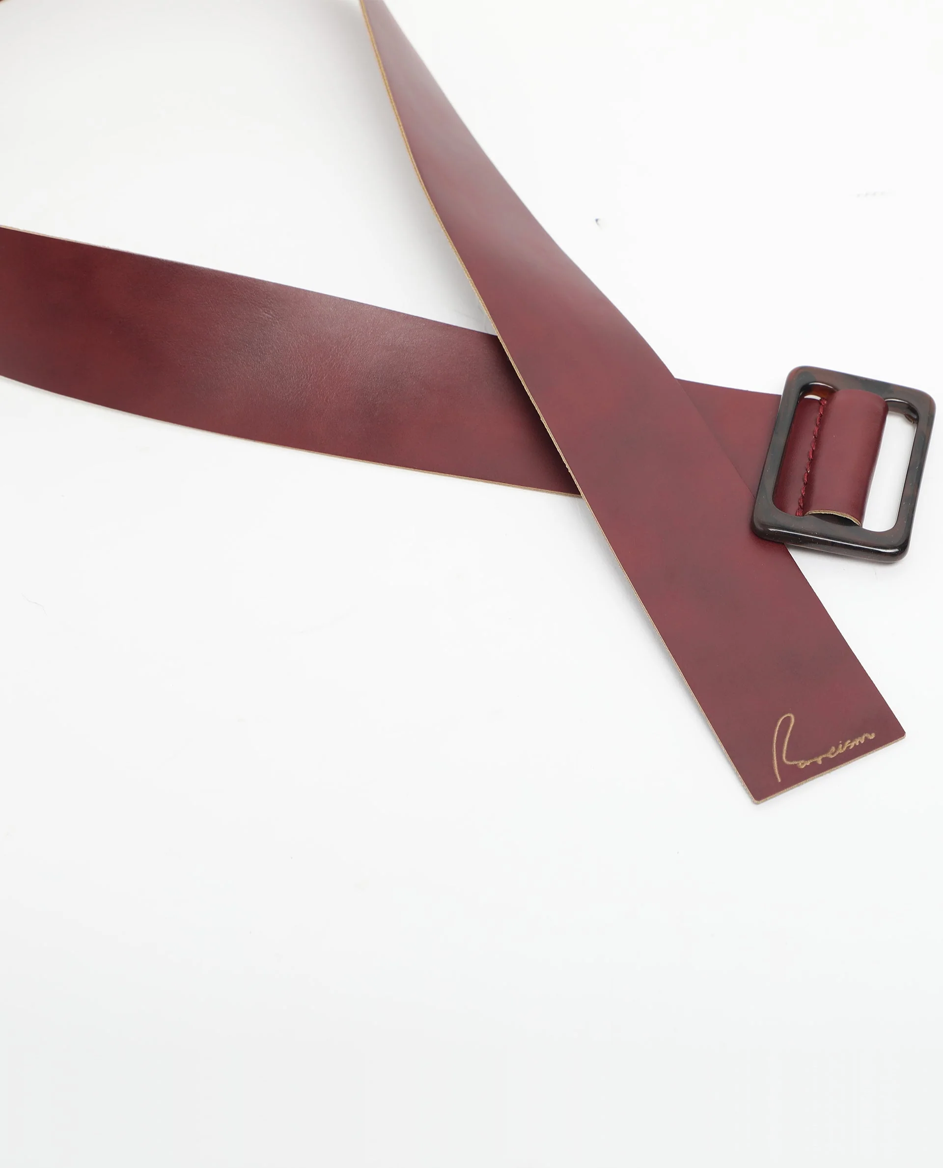 Rareism Women France Maroon Solid Leather Belt - Image 3