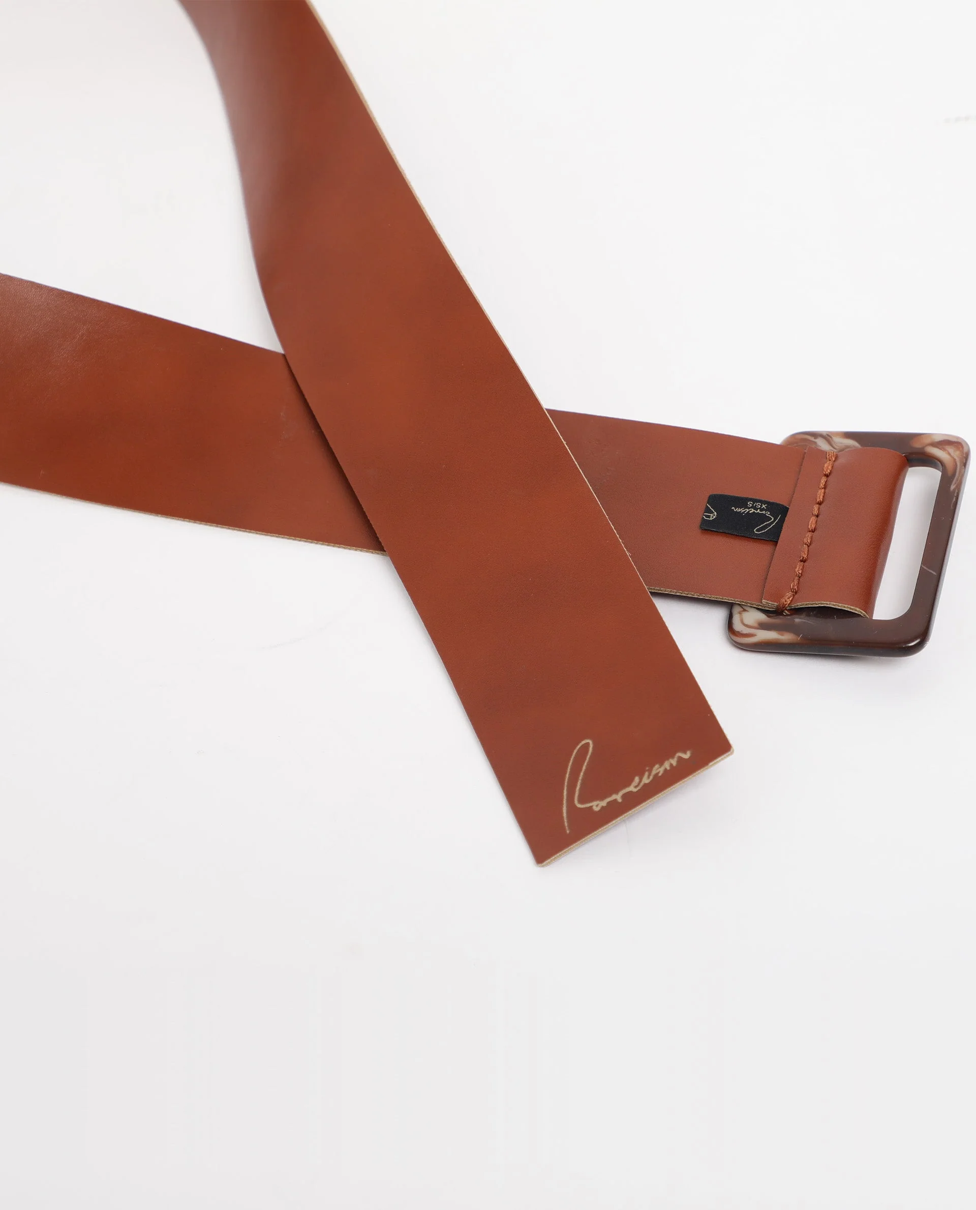 Rareism Women France Tan Solid Leather Belt - Image 3