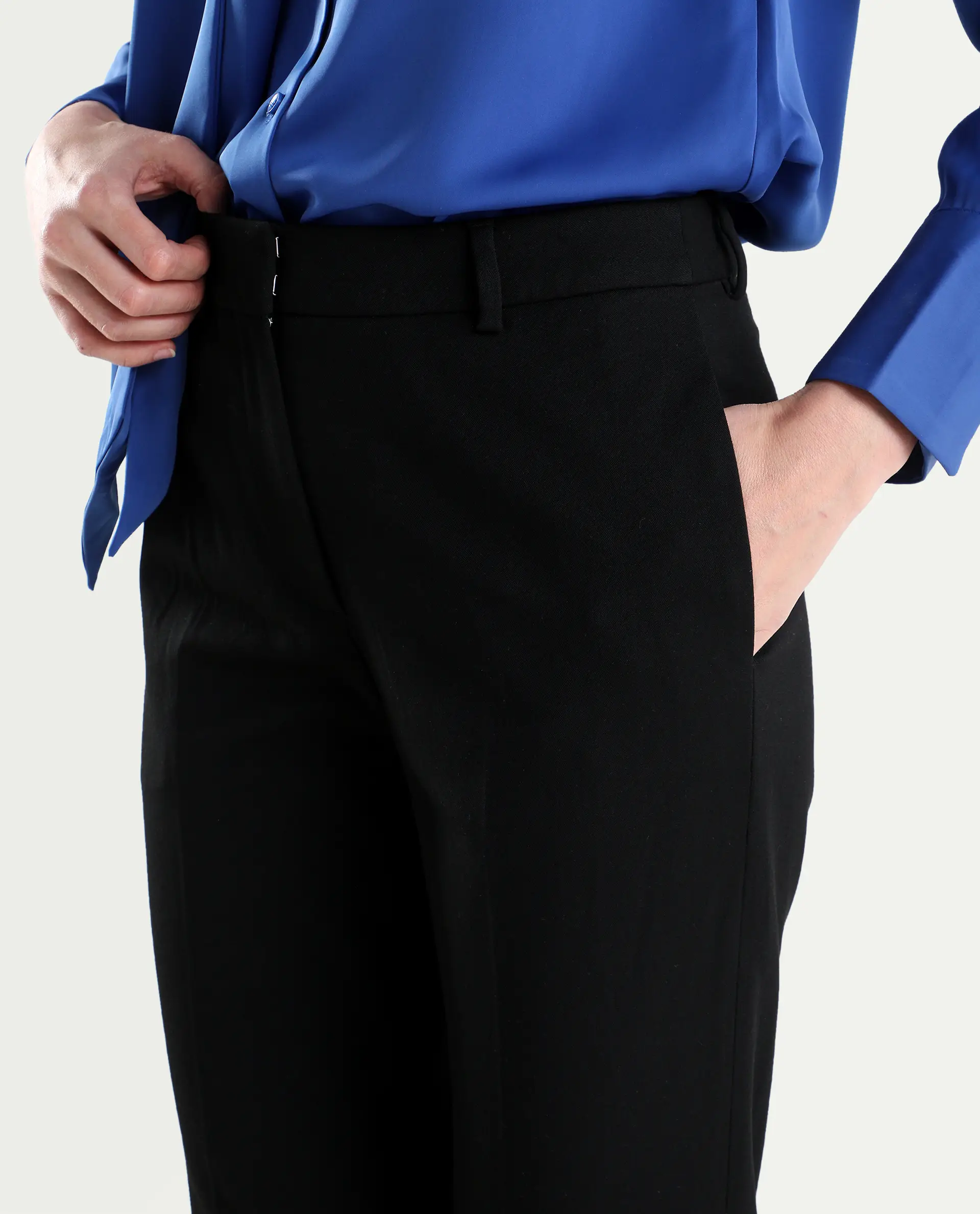 Rareism Women's Frare Black Viscose Fabric Bootcut Plain Trouser - Image 4