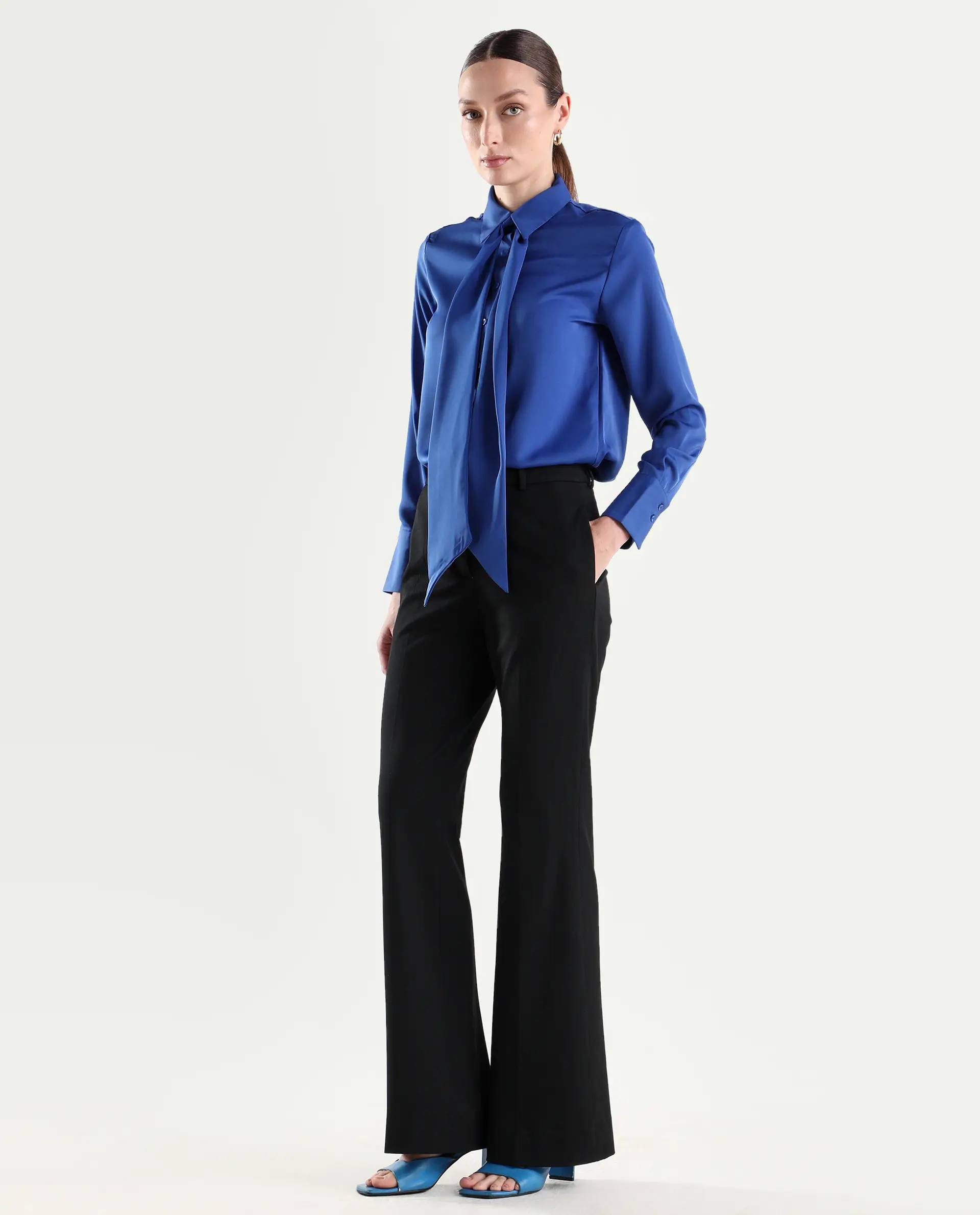 Rareism Women's Frare Black Viscose Fabric Bootcut Plain Trouser - Image 5