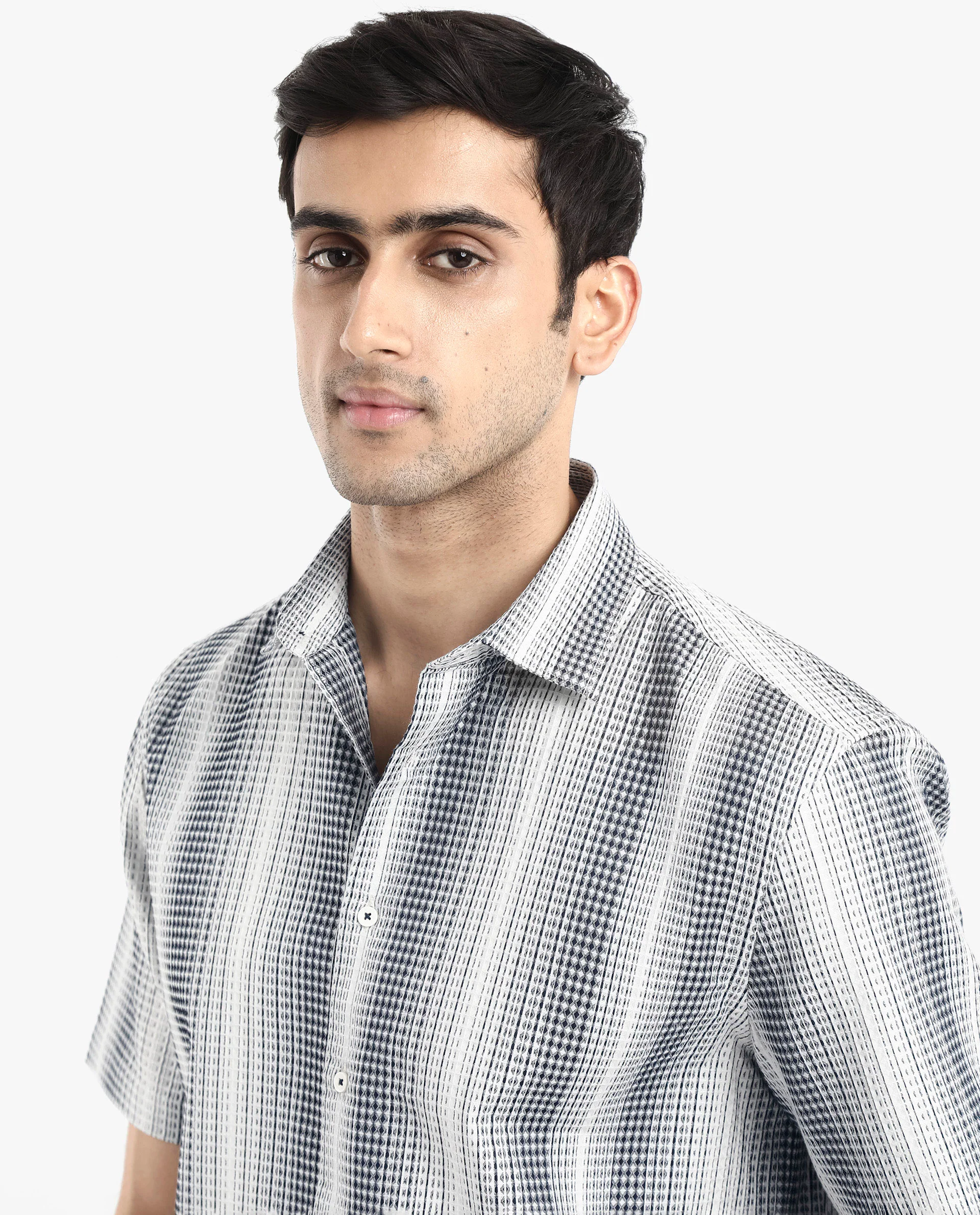 Rare Rabbit Men's Frawla Dark Blue Cotton Striped Print Boxy Fit Half Sleeve Collared Shirt - Image 5