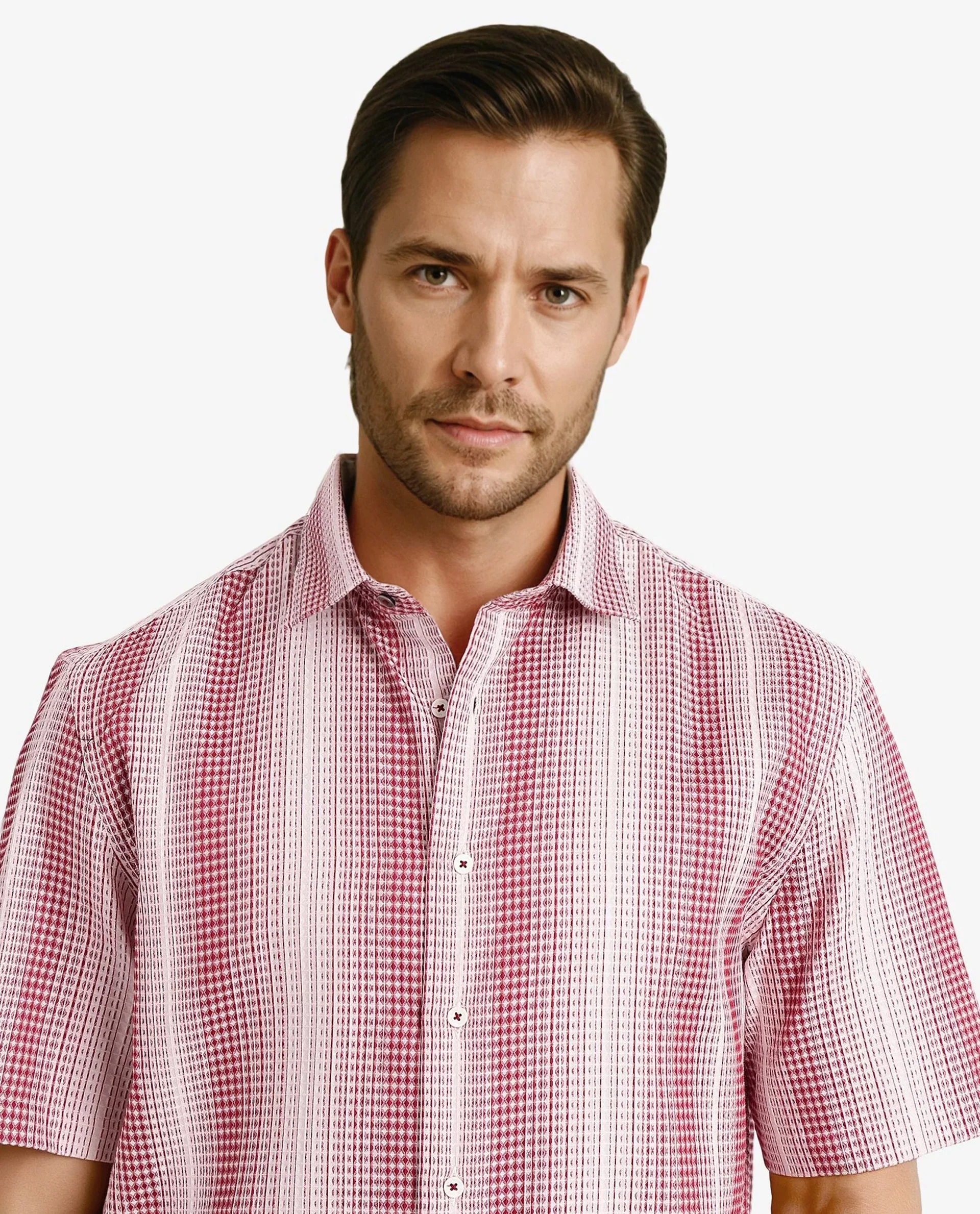 Rare Rabbit Men's Frawla Red Cotton Striped Print Boxy Fit Half Sleeve Collared Shirt - Image 3