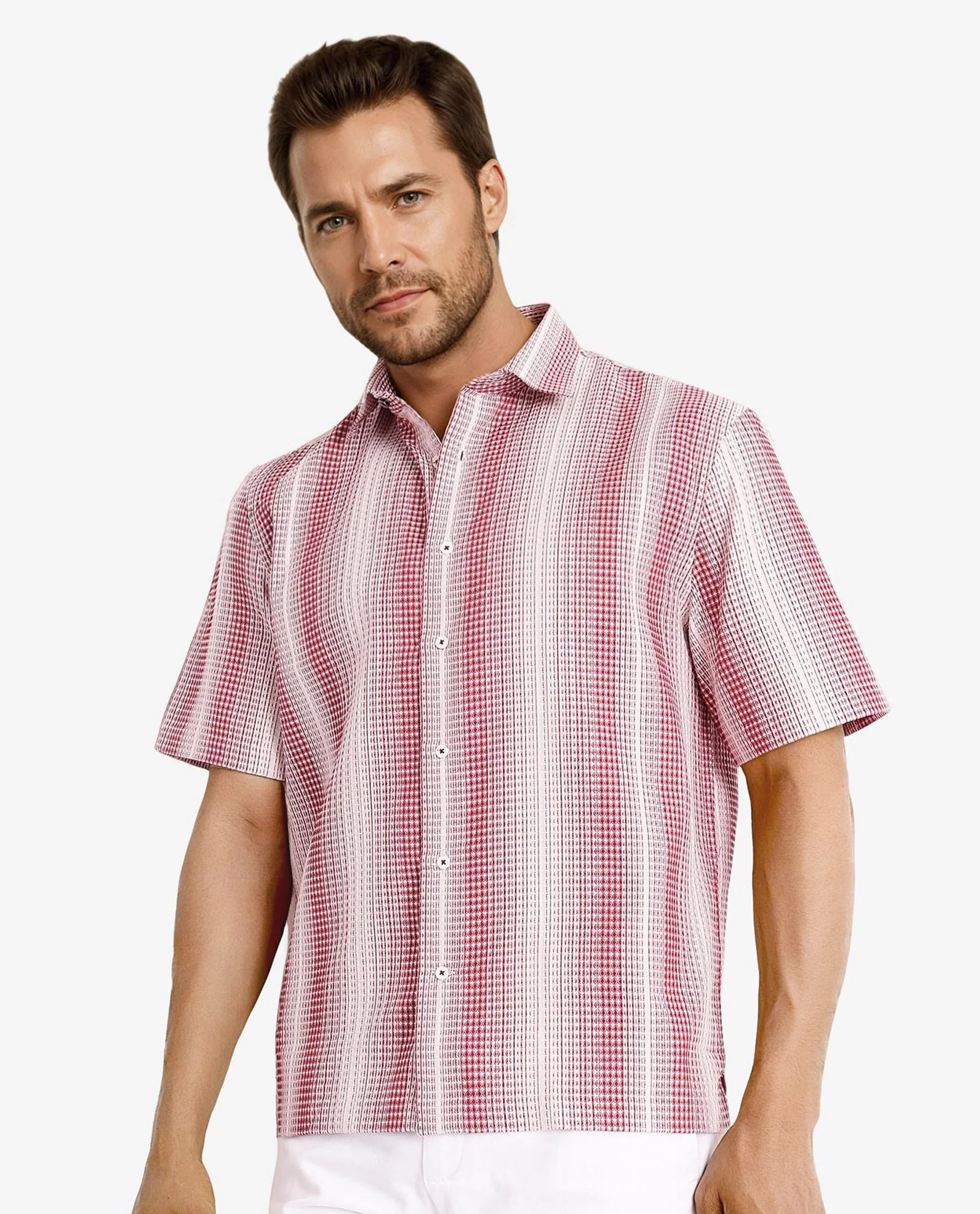 Rare Rabbit Men's Frawla Red Cotton Striped Print Boxy Fit Half Sleeve Collared Shirt - Image 5