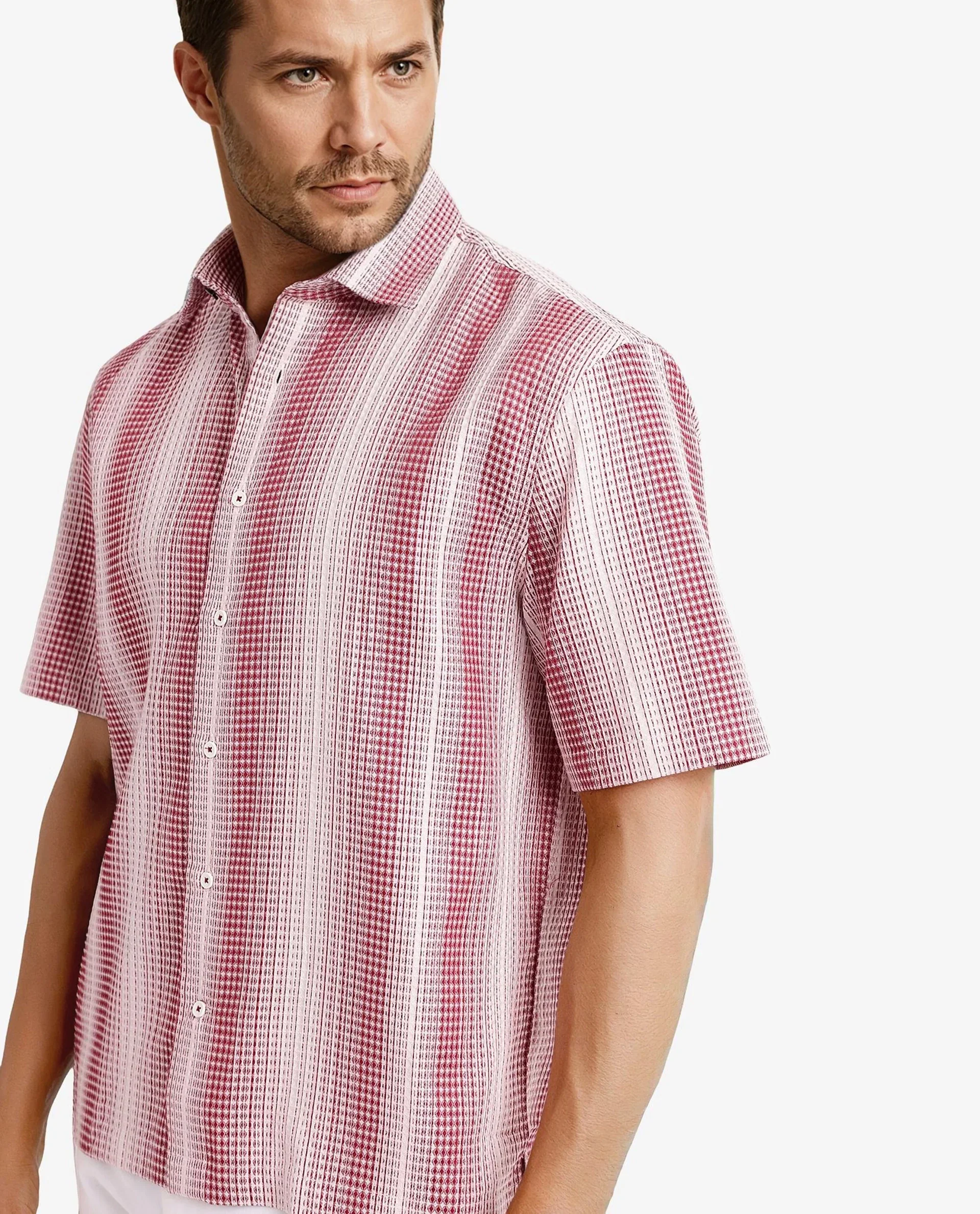 Rare Rabbit Men's Frawla Red Cotton Striped Print Boxy Fit Half Sleeve Collared Shirt - Image 6