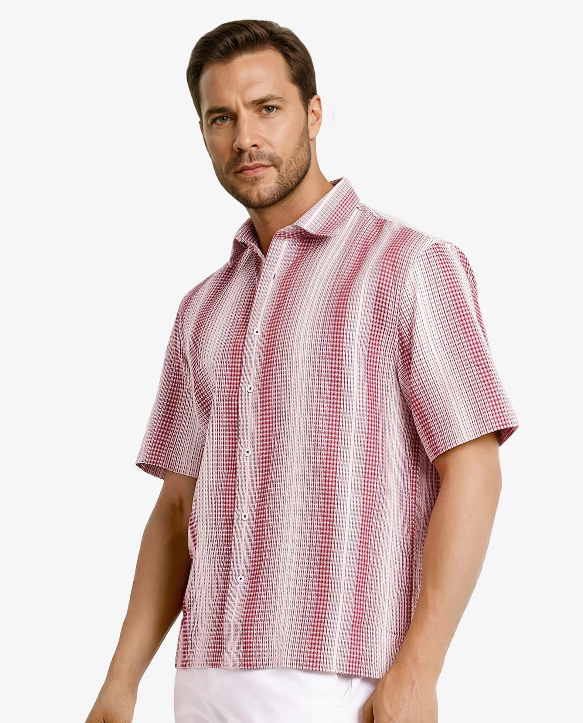Rare Rabbit Men's Frawla Red Cotton Striped Print Boxy Fit Half Sleeve Collared Shirt - Image 8