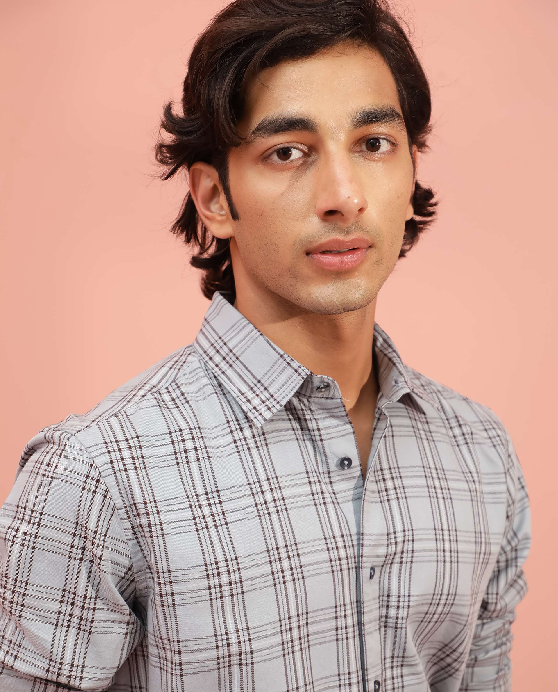 Rare Rabbit Men's Frazey Grey Cotton Checked Print Regular Fit Full Sleeve Collared Shirt - Image 5
