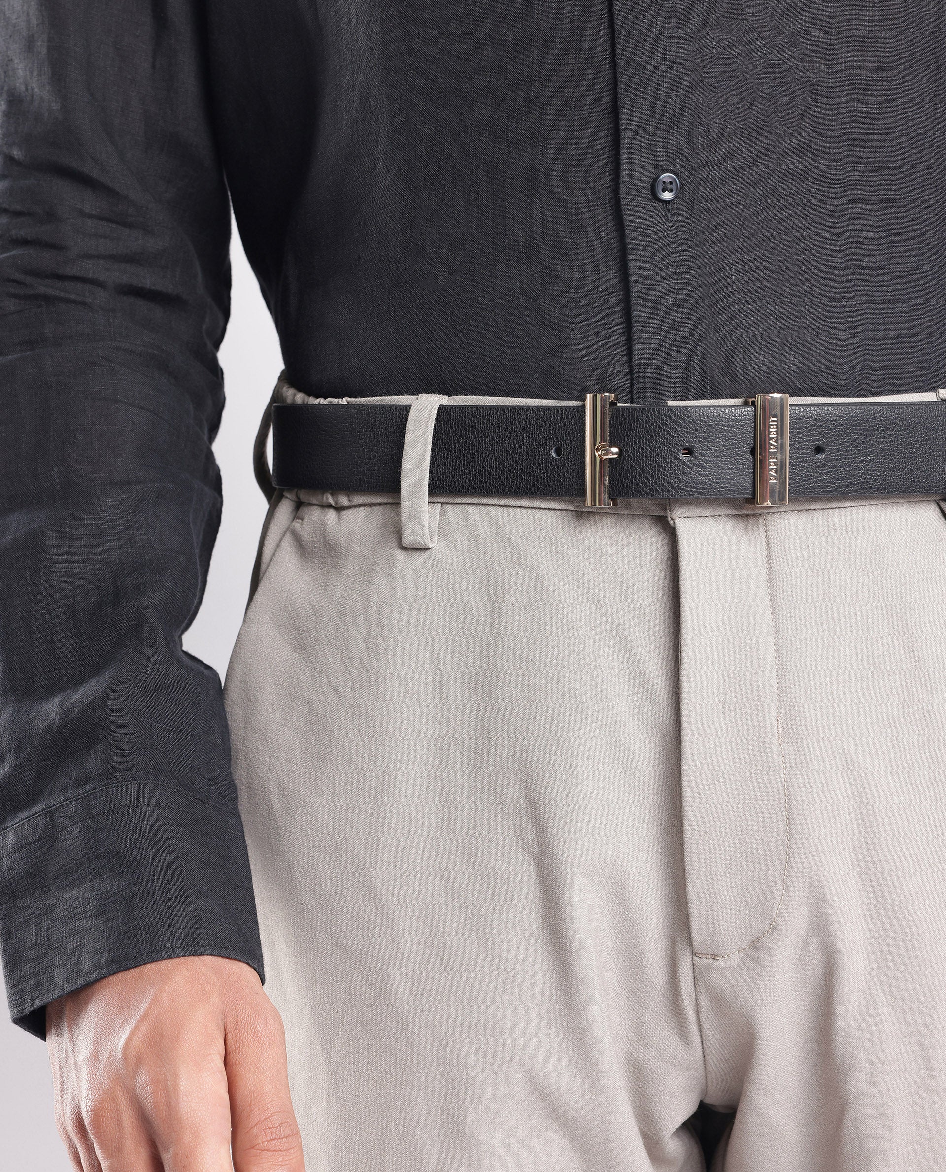 Rare Rabbit Men's Fred Black Belt Leather - Image 3