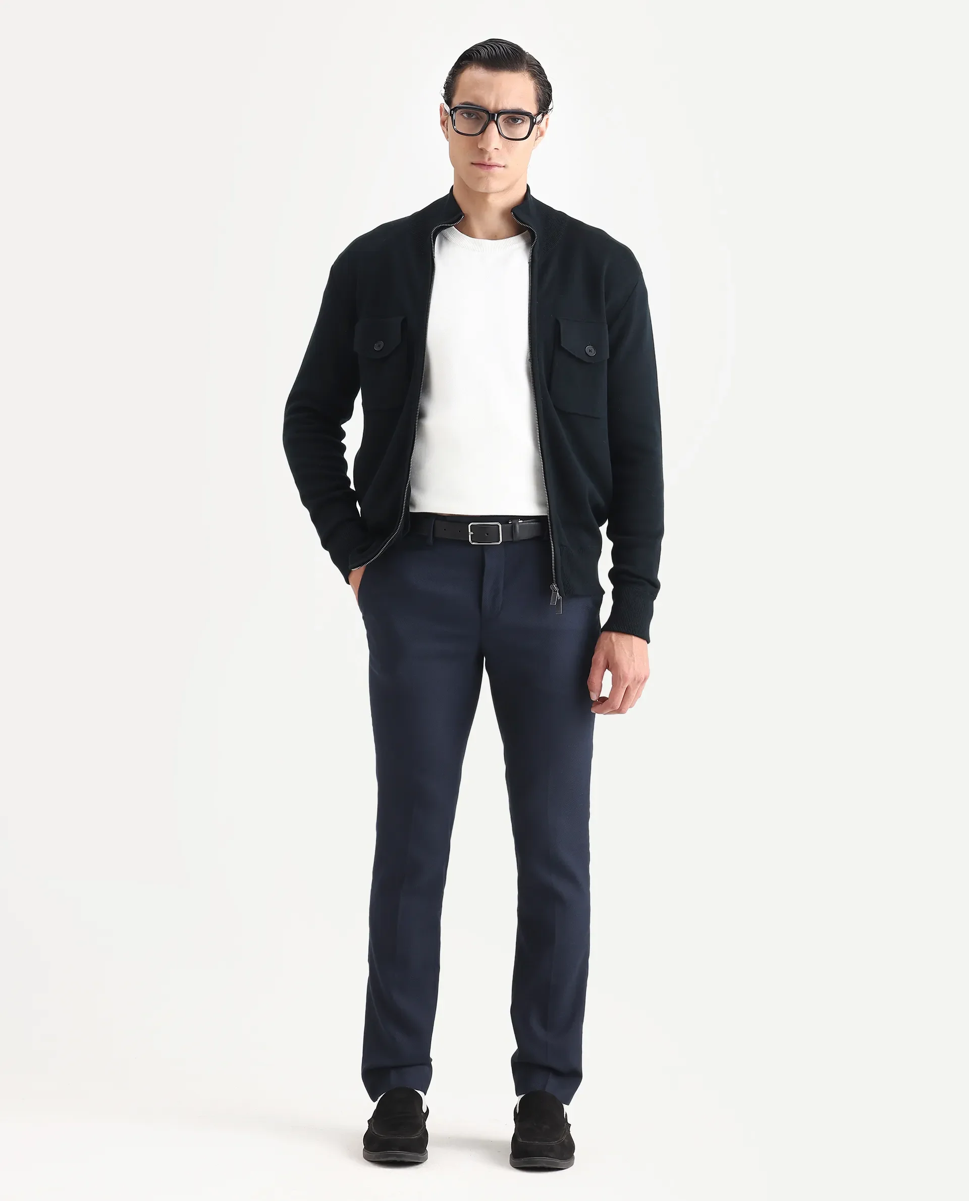 Rare Rabbit Men's Freddo Black Cotton Plain Regular Fit Full Sleeve Stand Collar Jacket - Image 2