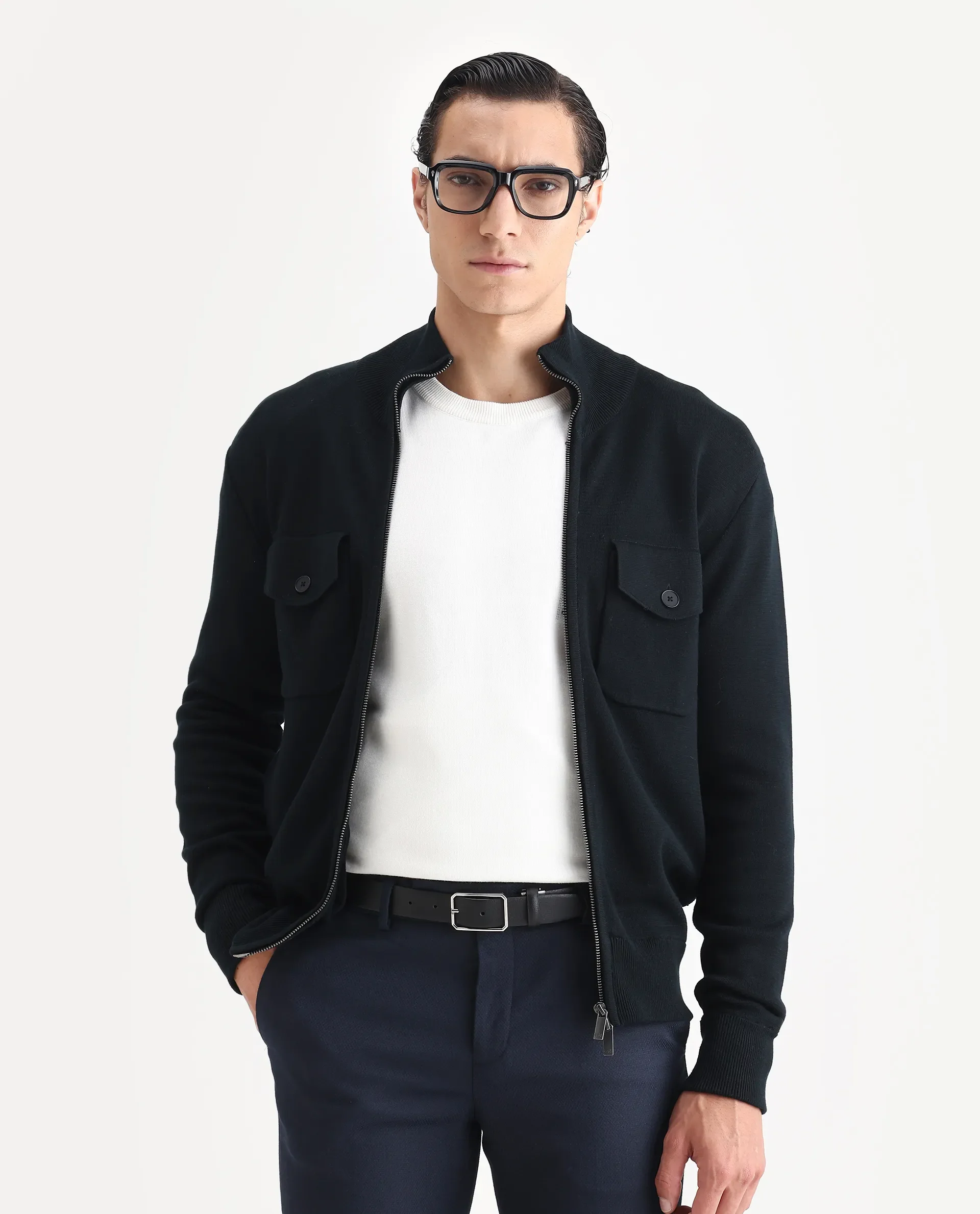 Rare Rabbit Men's Freddo Black Cotton Plain Regular Fit Full Sleeve Stand Collar Jacket - Image 6