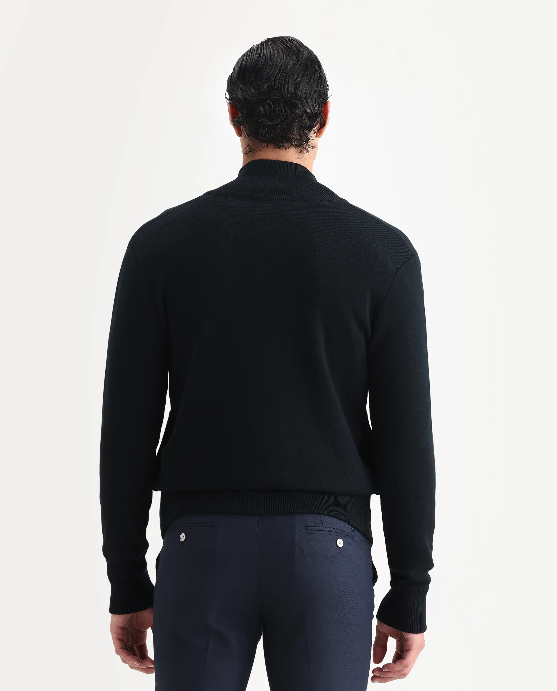 Rare Rabbit Men's Freddo Black Cotton Plain Regular Fit Full Sleeve Stand Collar Jacket - Image 7