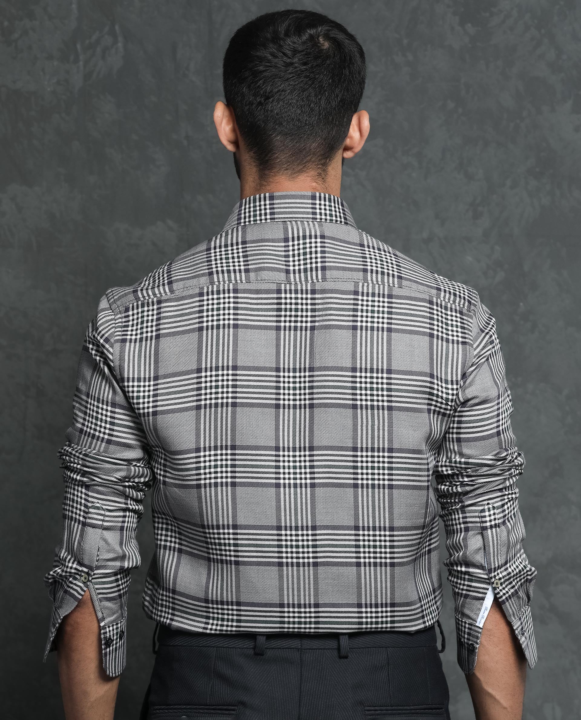 Rare Rabbit Men's Fredo Grey Cotton Checked Print Regular Fit Full Sleeve Collared Shirt - Image 9