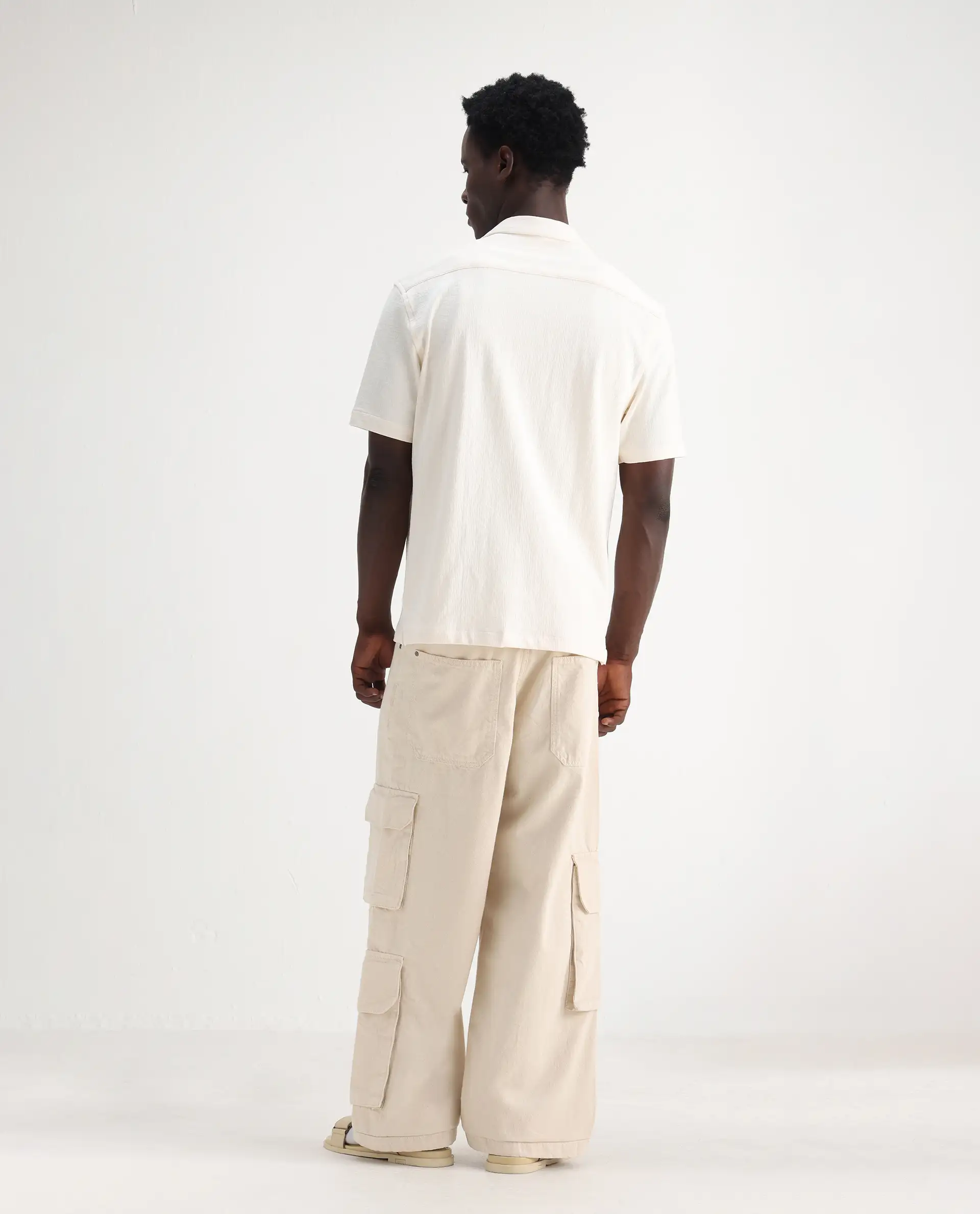 Rare Rabbit Men's Freks Beige Cotton Plain Baggy Fit Jeans - Image 9