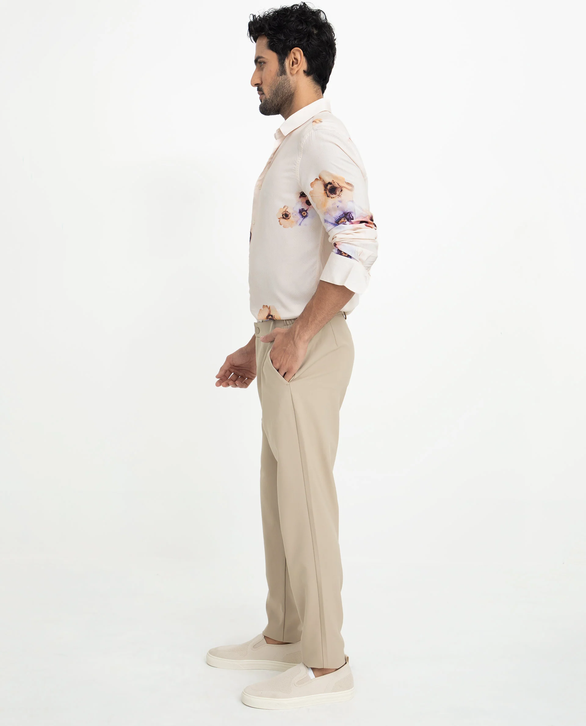 Rare Rabbit Men's French Off White Viscose Floral Print Regular Fit Full Sleeve Collared Shirt - Image 10