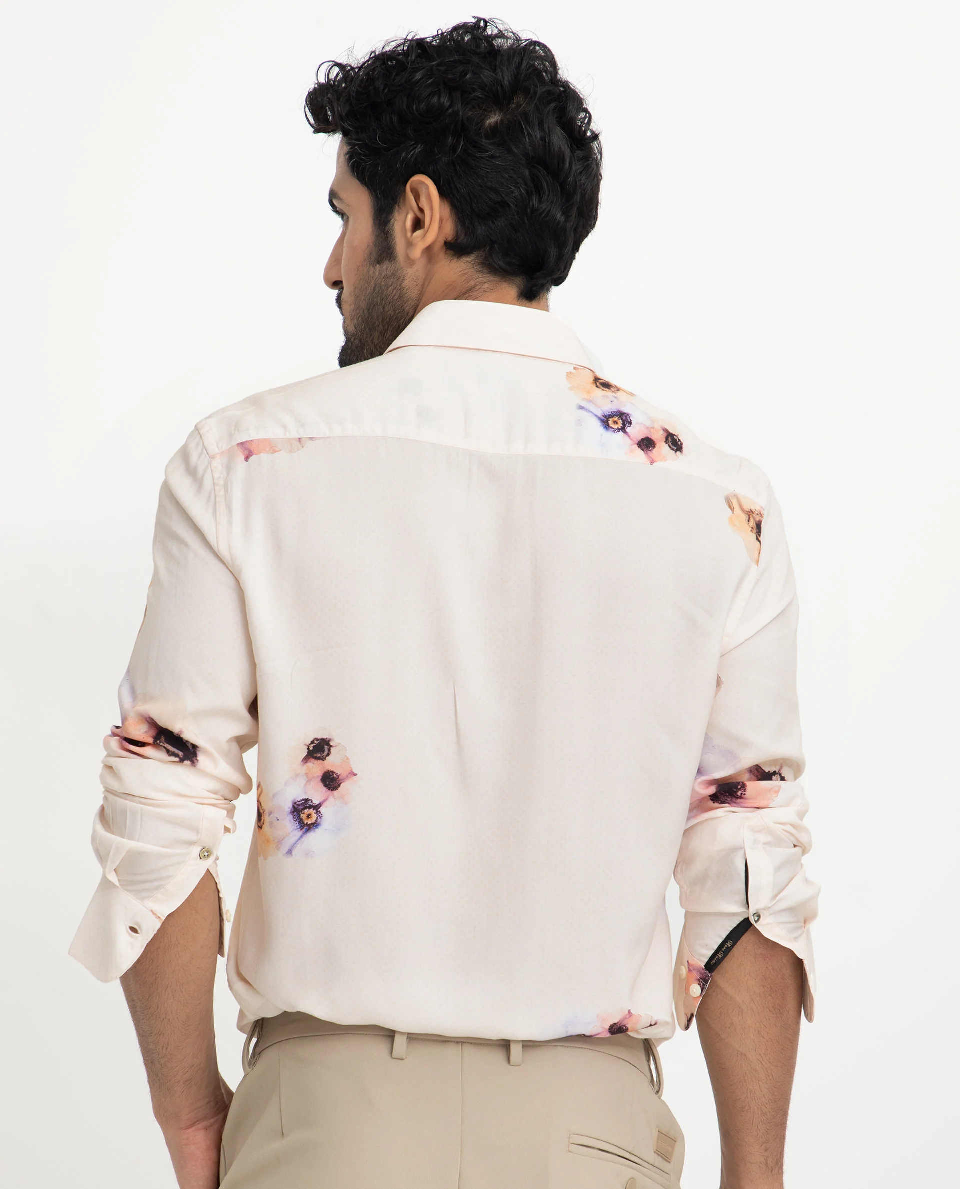 Rare Rabbit Men's French Off White Viscose Floral Print Regular Fit Full Sleeve Collared Shirt - Image 13