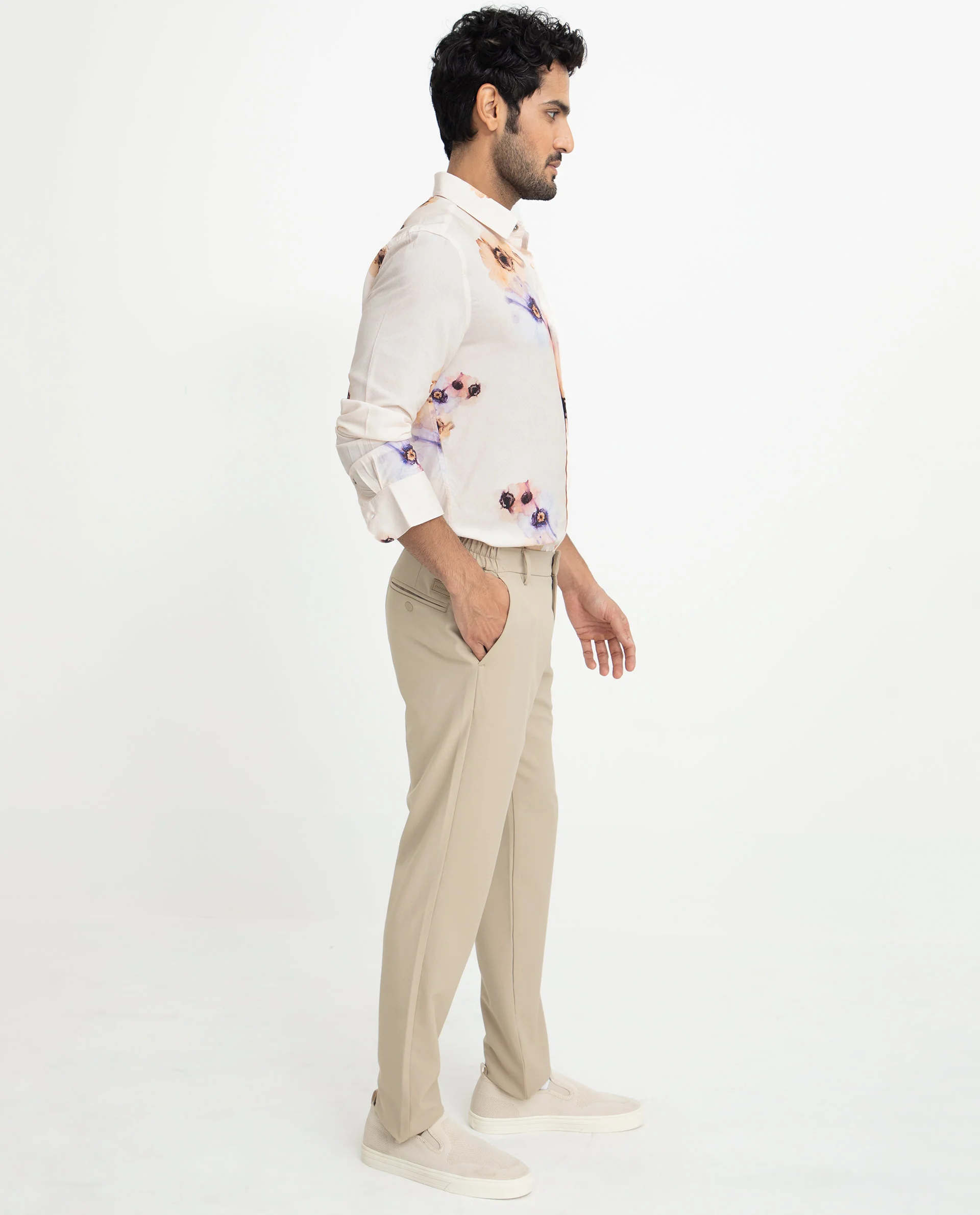 Rare Rabbit Men's French Off White Viscose Floral Print Regular Fit Full Sleeve Collared Shirt - Image 9