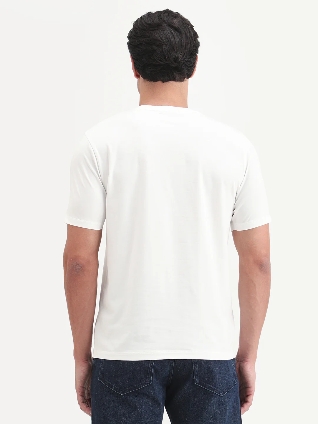 Rare Rabbit Men's Friend-2 Off White Cotton Blend Half Sleeve Crew Neck Regular Fit Graphic Print T-Shirt - Image 8