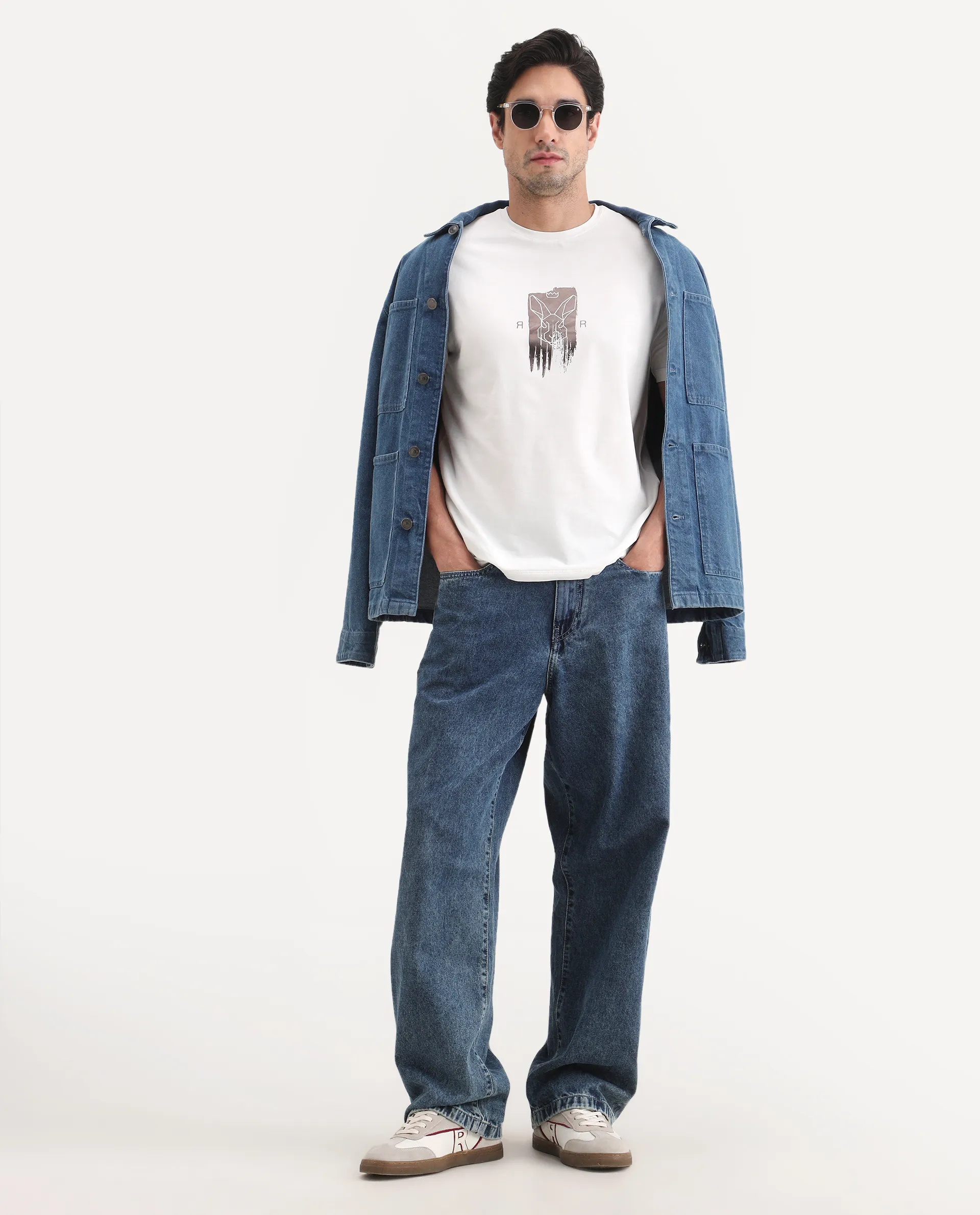 Rare Rabbit Men's Friend Off White Cotton Blend Fabric Half Sleeve Crew Neck Regular Fit Graphic Print T-Shirt - Image 2
