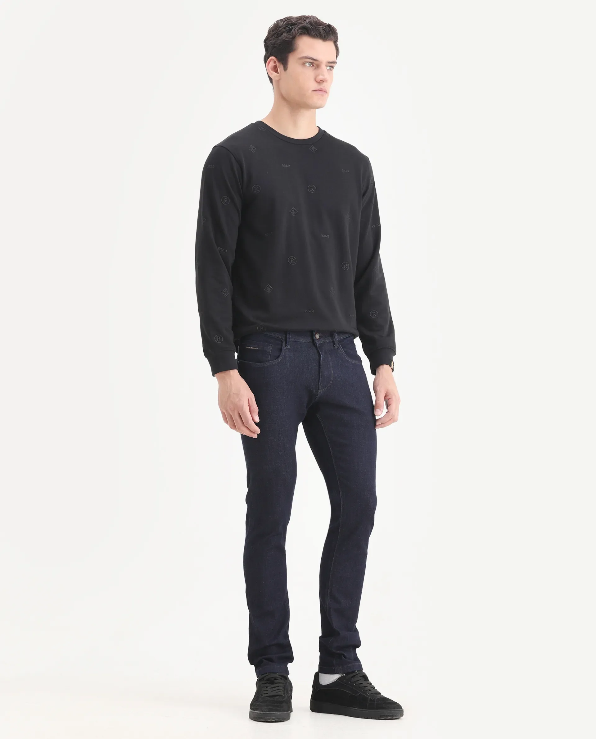 Rare Rabbit Men's Frisco Navy Cotton Plain Hawk Slim Fit Jeans - Image 5