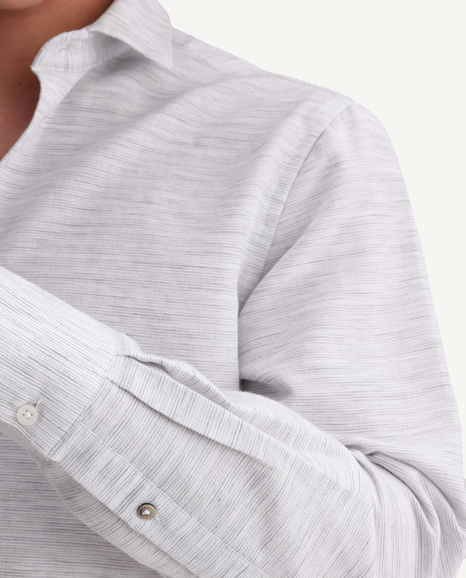 Rare Rabbit Men's Frit Light Grey Cotton Blend Fabric Full Sleeve Regular Fit Textured Shirt - Image 6