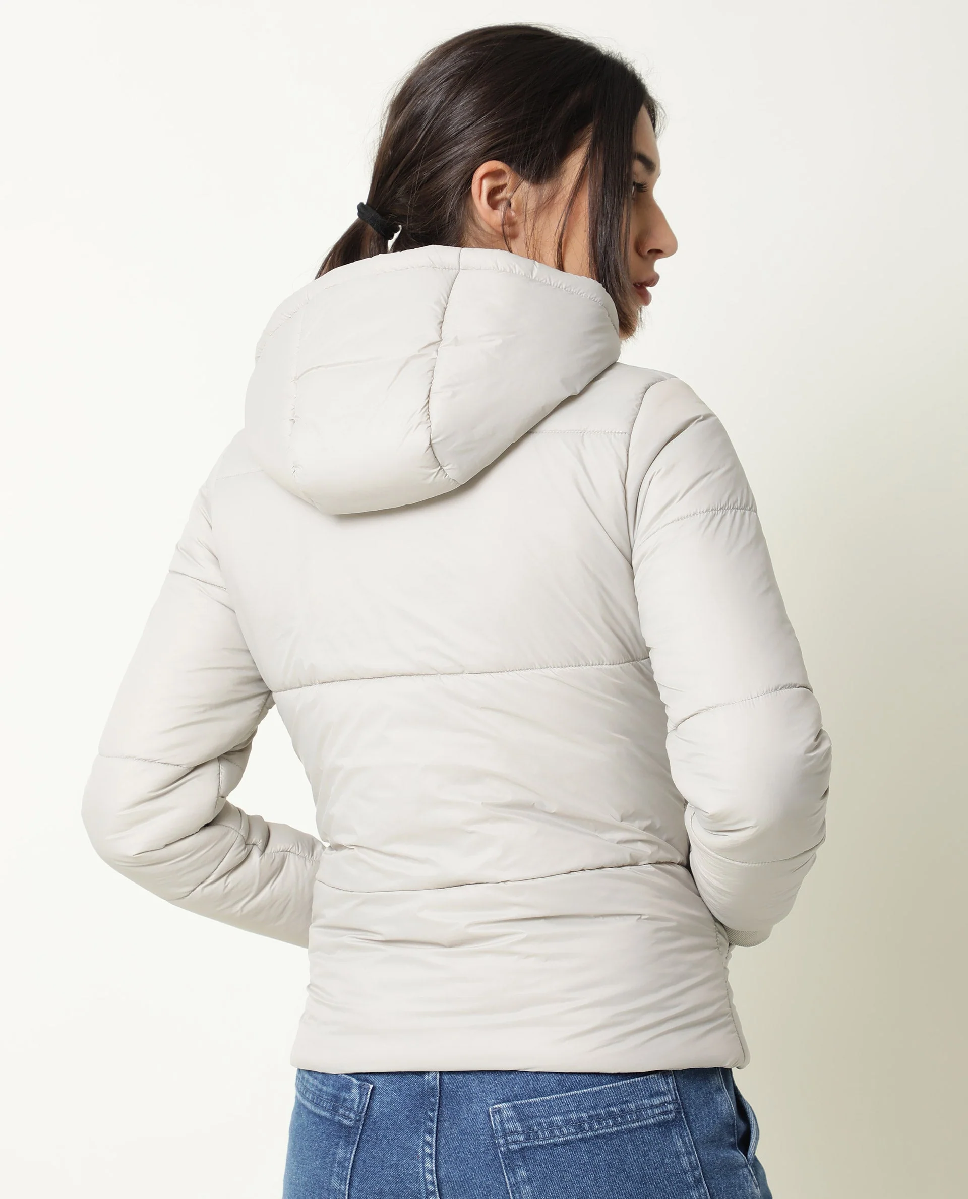 Rareism Women's Frith Beige Polyester Hooded Plain Regular Fit Jacket - Image 9
