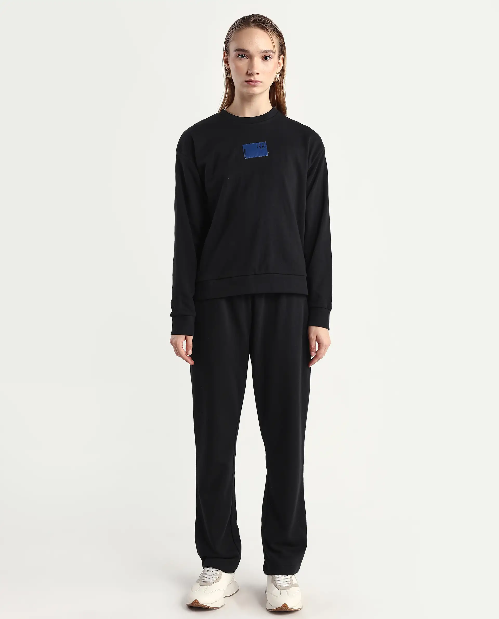 Rareism Women's Fronk Black Polyester Blend Plain Ankle Length Tailored Track Pant - Image 3