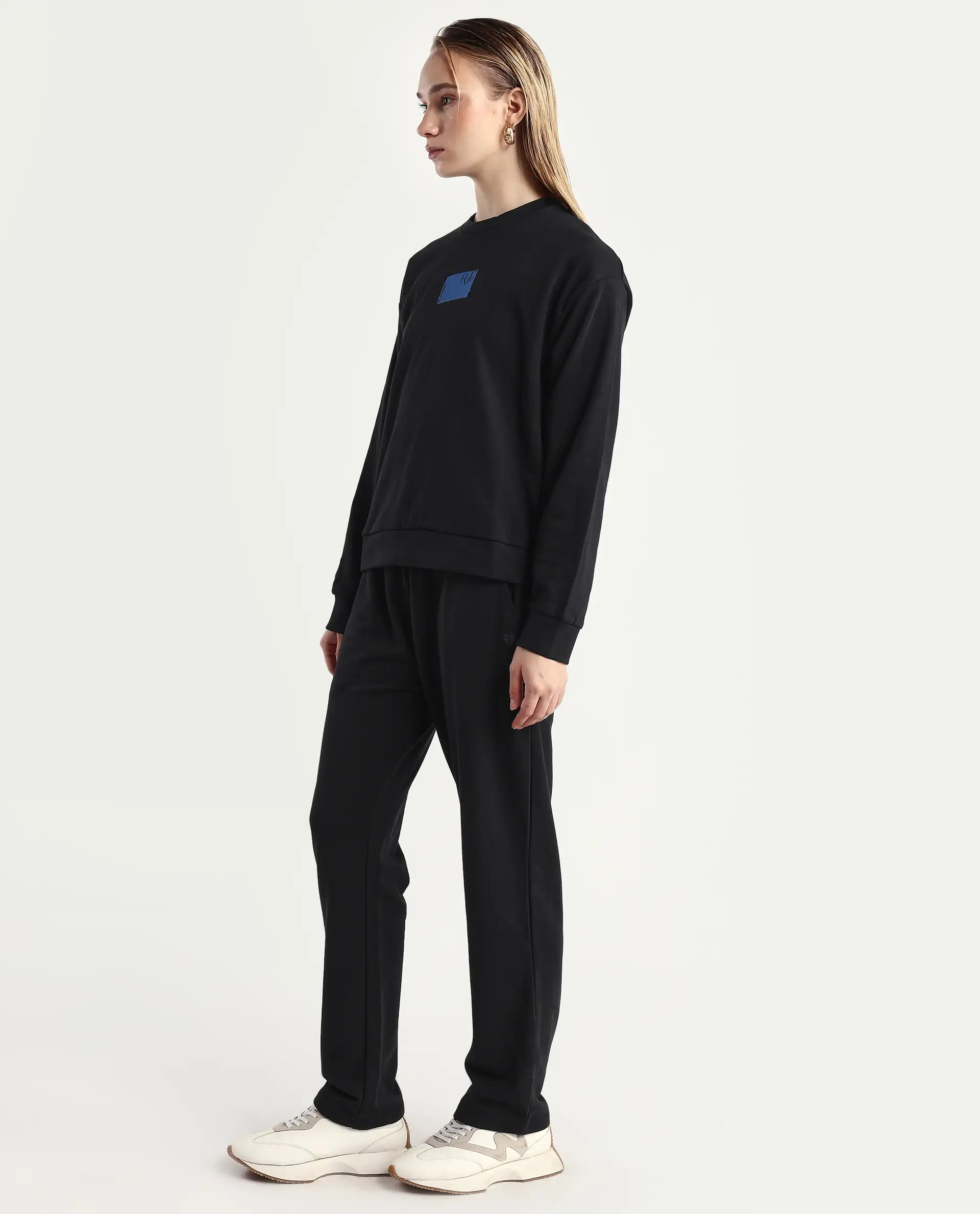 Rareism Women's Fronk Black Polyester Blend Plain Ankle Length Tailored Track Pant - Image 5