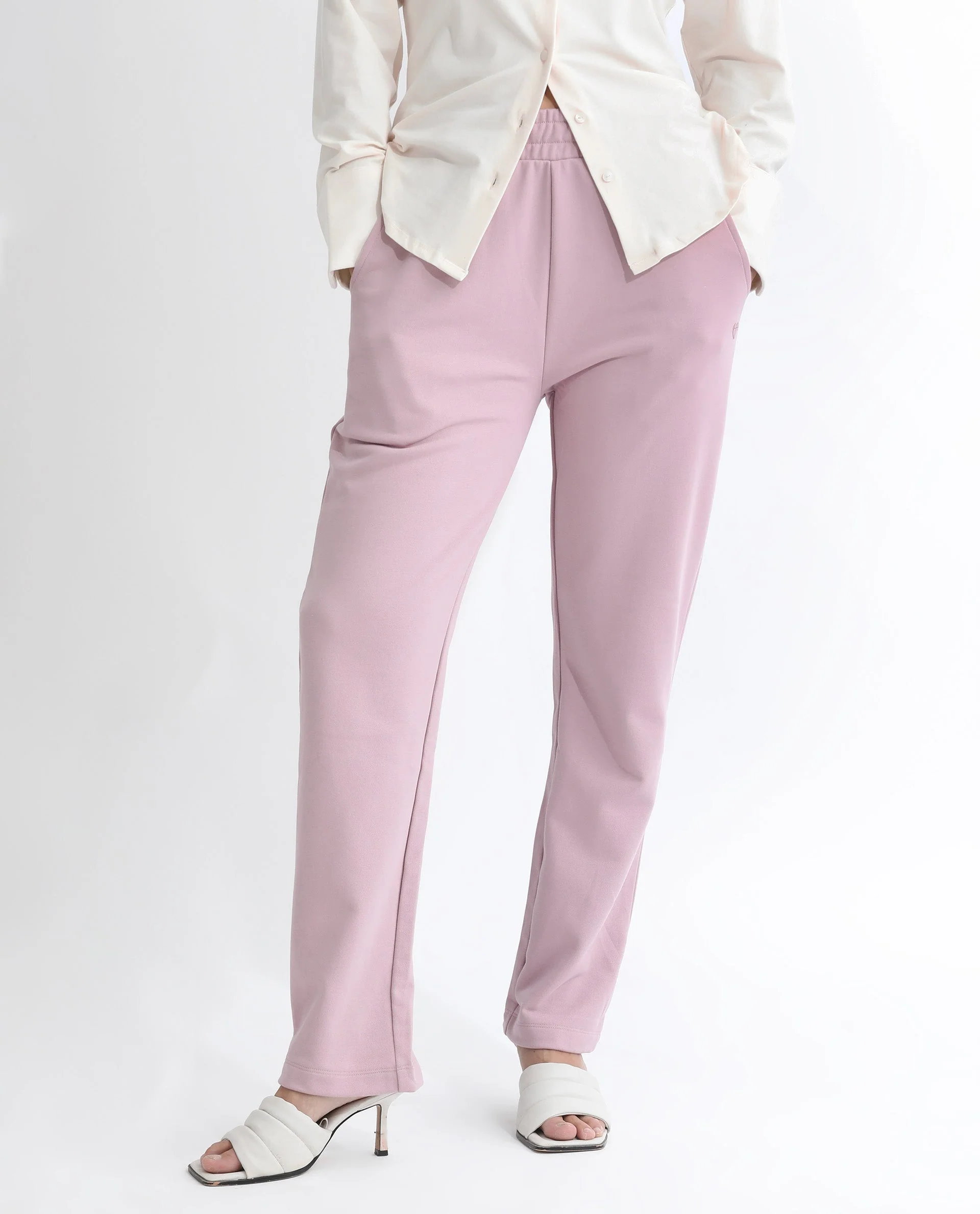 Rareism Women's Fronk Dusky Pink Polyester Blend Plain Ankle Length Tailored Track Pant - Image 2