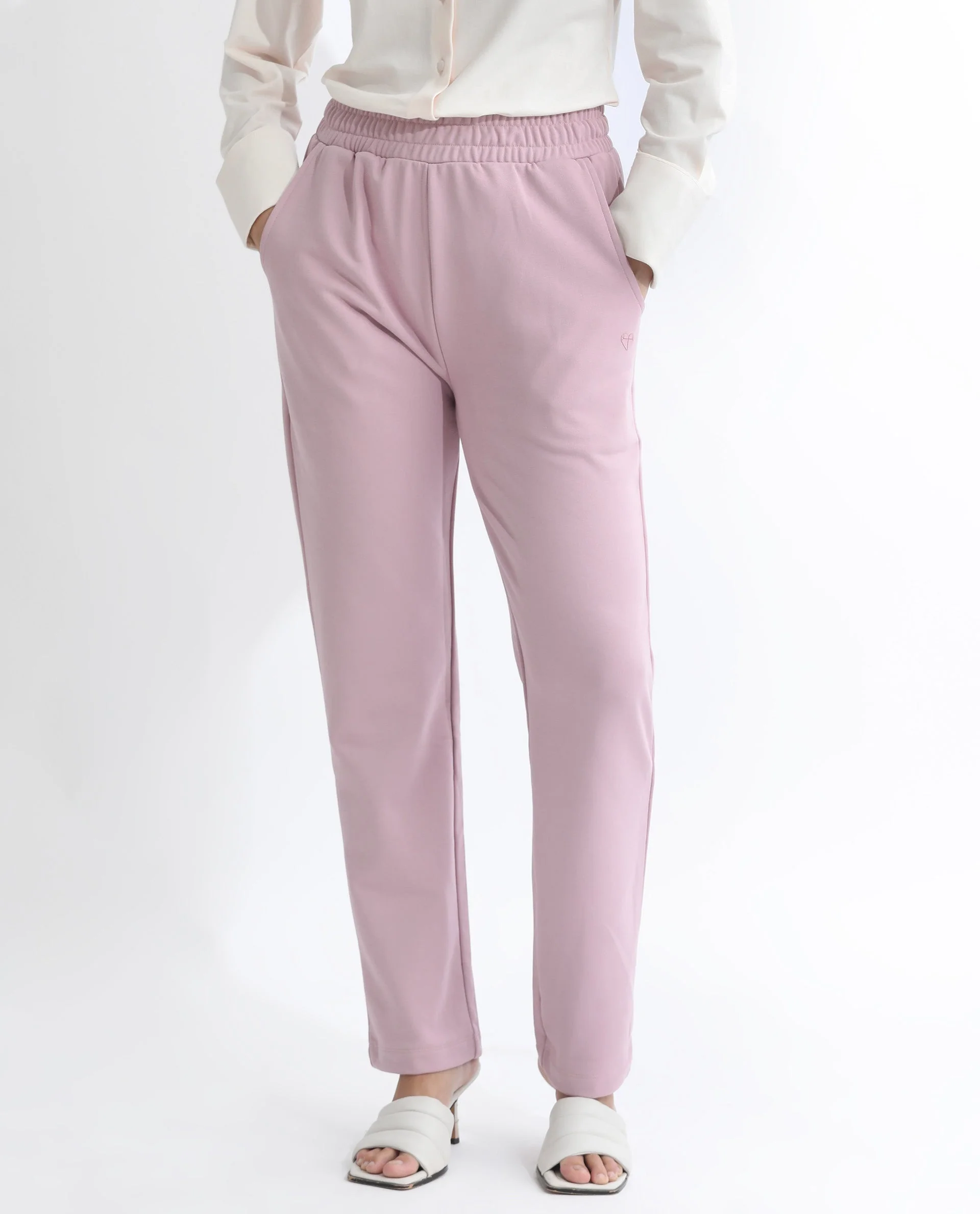 Rareism Women's Fronk Dusky Pink Polyester Blend Plain Ankle Length Tailored Track Pant - Image 6