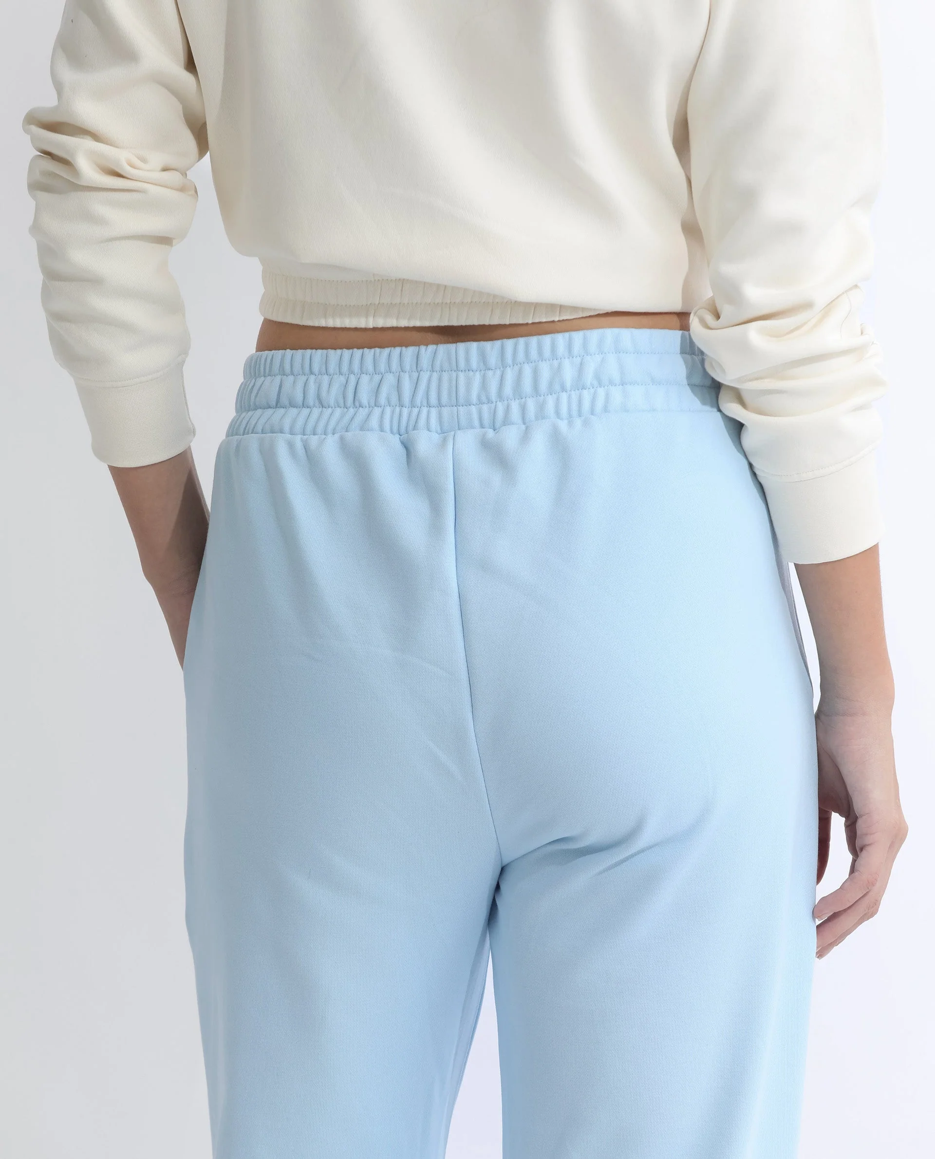 Rareism Women's Fronk Light Blue Polyester Blend Plain Ankle Length Tailored Track Pant - Image 12