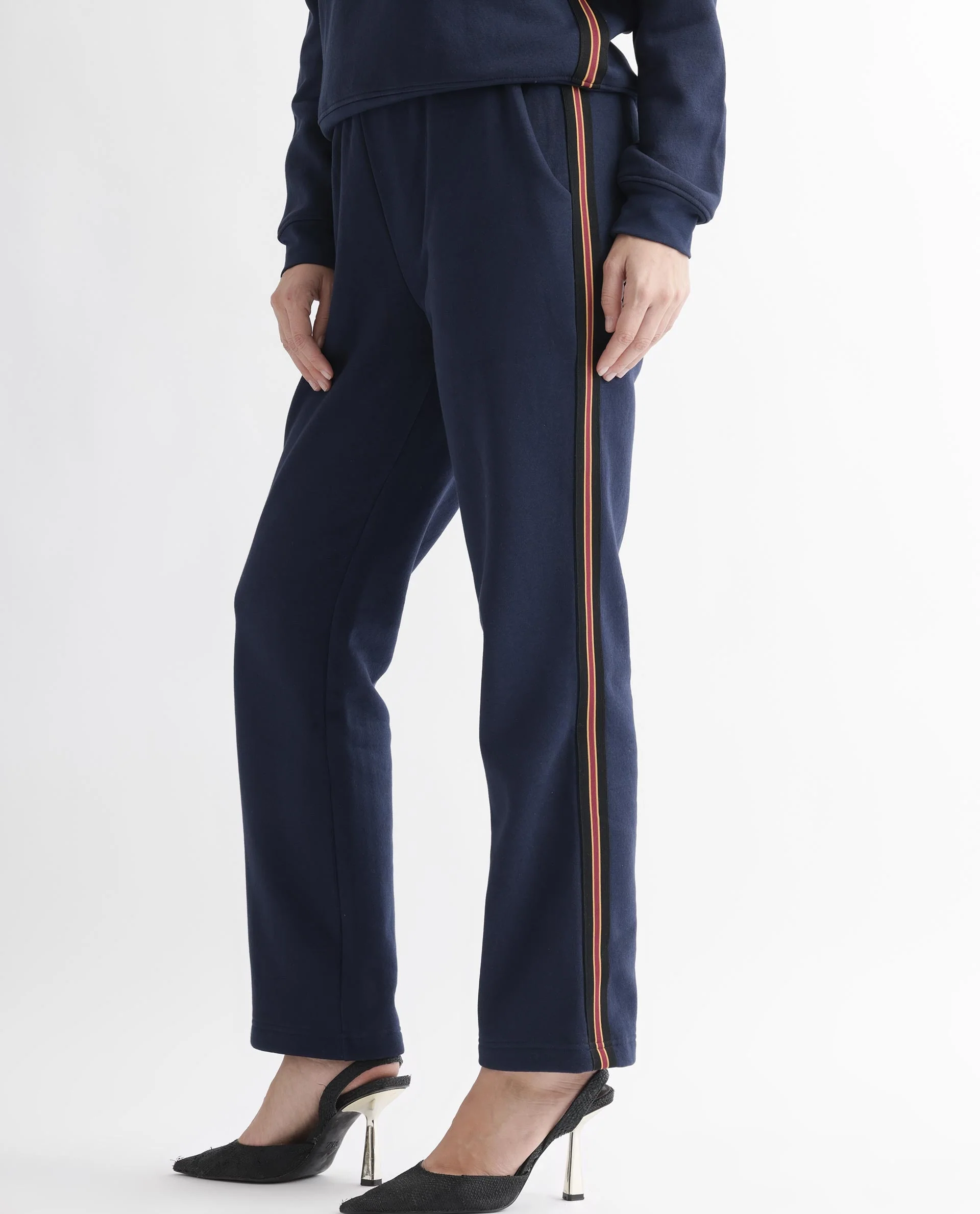 Rareism Women's Fronk Navy Polyester Blend Plain Ankle Length Tailored Track Pant