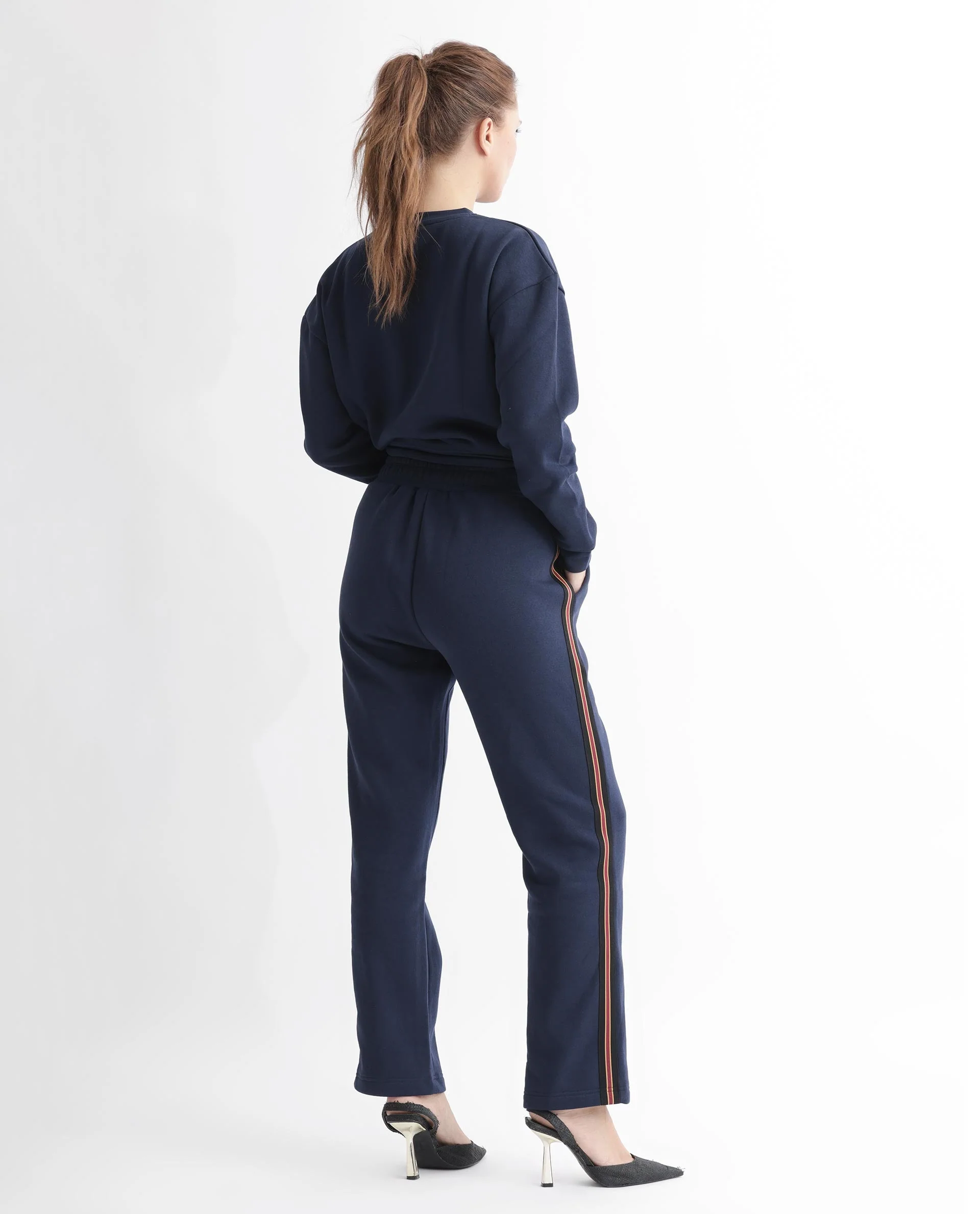 Rareism Women's Fronk Navy Polyester Blend Plain Ankle Length Tailored Track Pant - Image 12