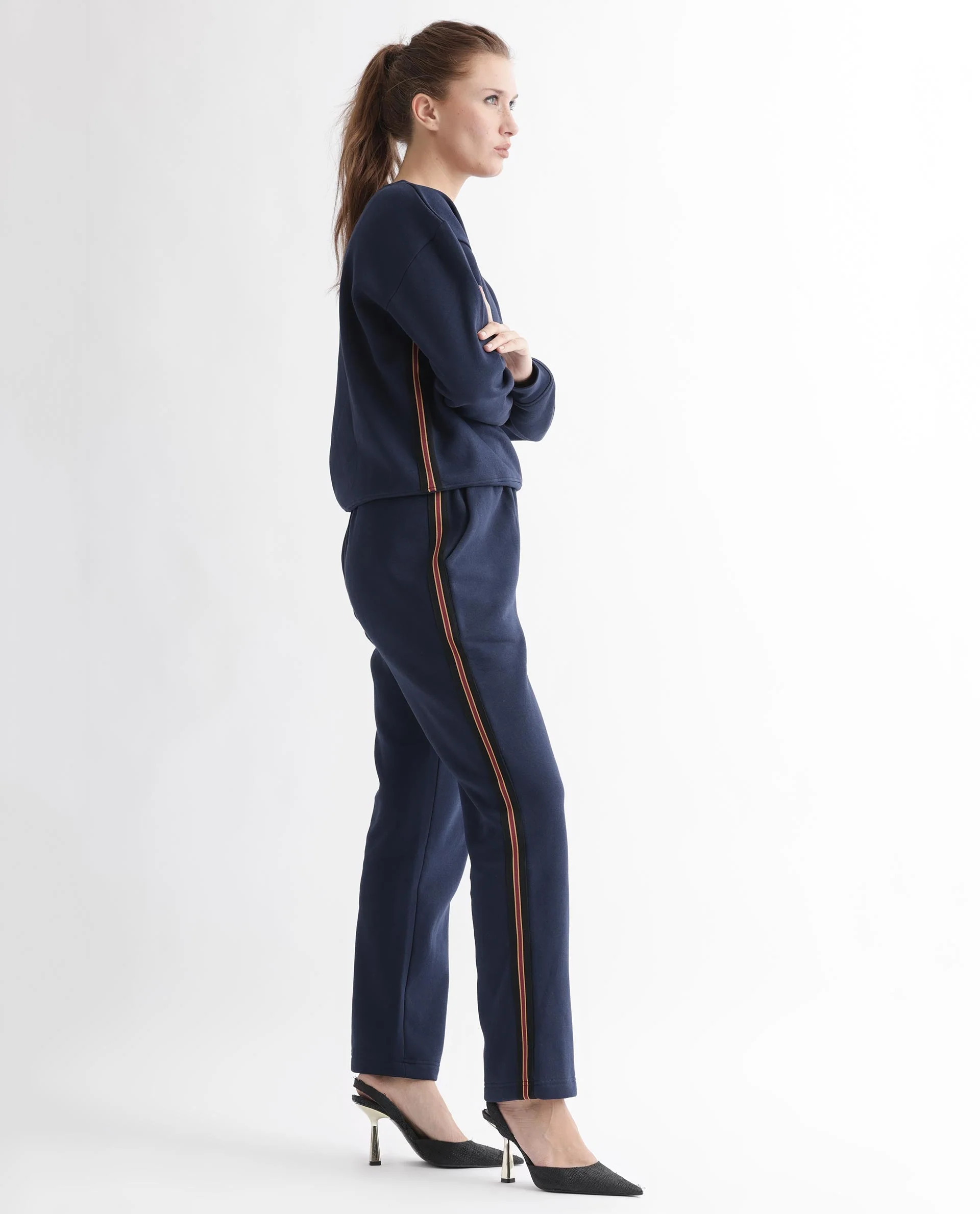 Rareism Women's Fronk Navy Polyester Blend Plain Ankle Length Tailored Track Pant - Image 8