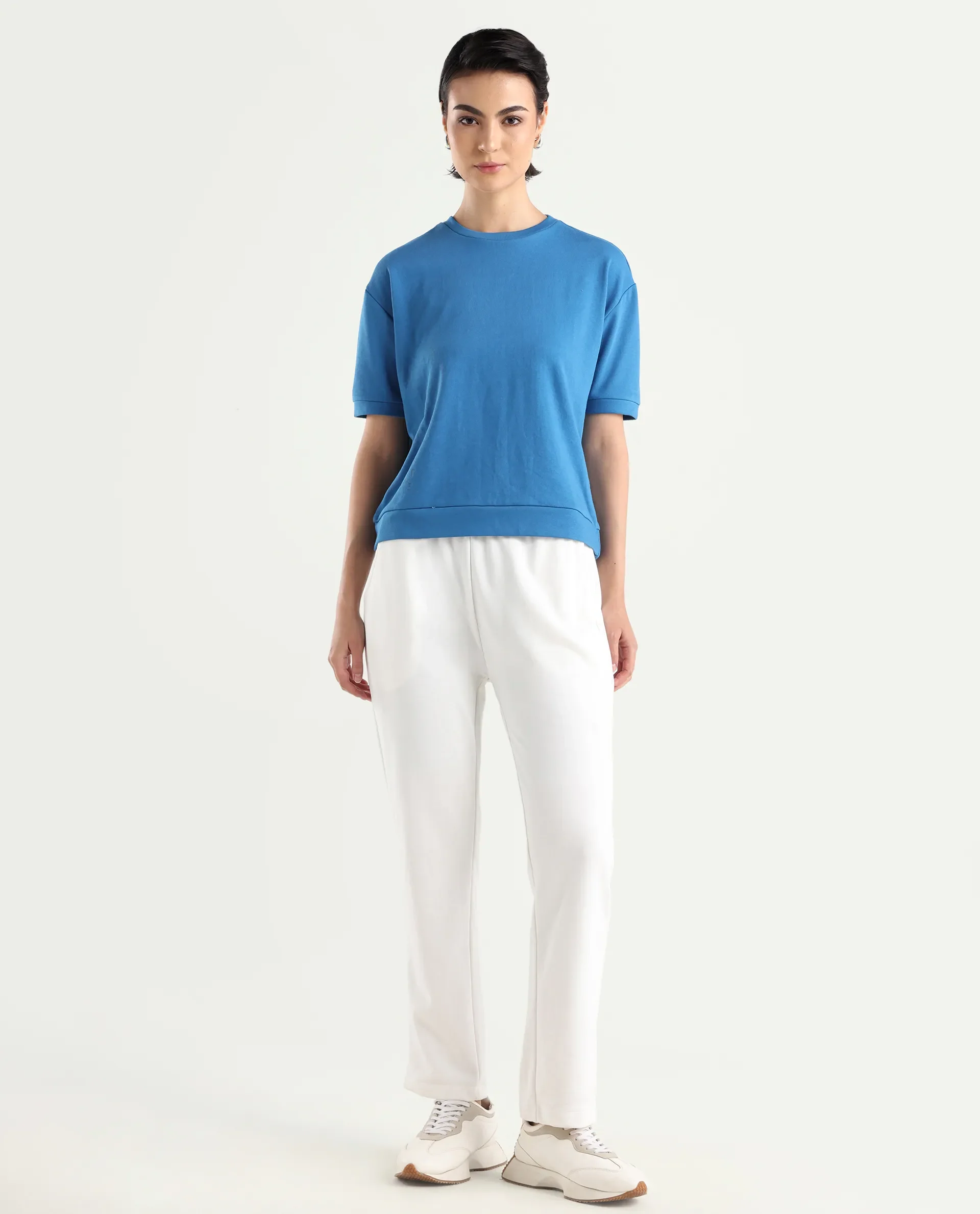 Rareism Women's Fronk Off White Polyester Blend Plain Ankle Length Tailored Track Pant - Image 3