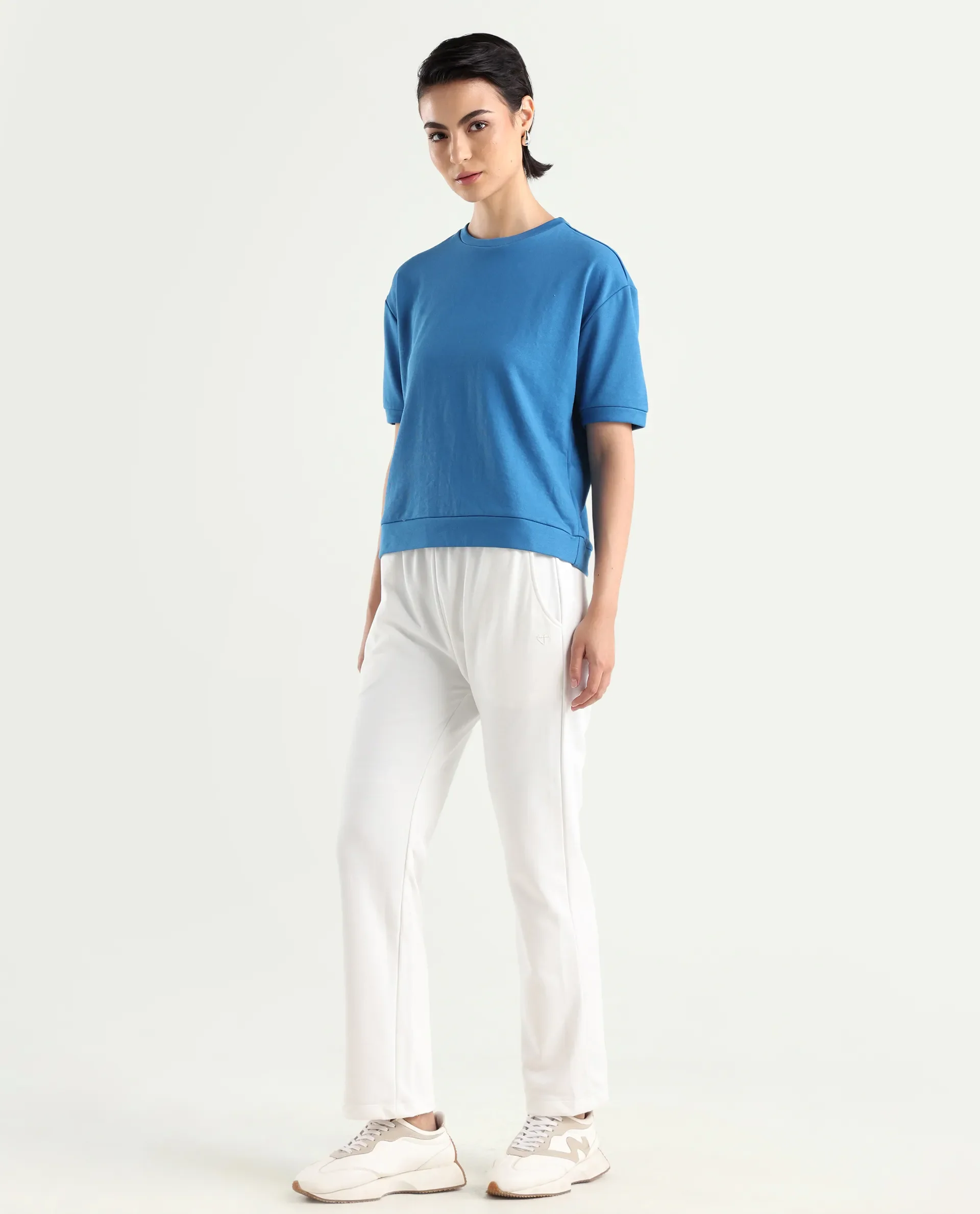 Rareism Women's Fronk Off White Polyester Blend Plain Ankle Length Tailored Track Pant - Image 5