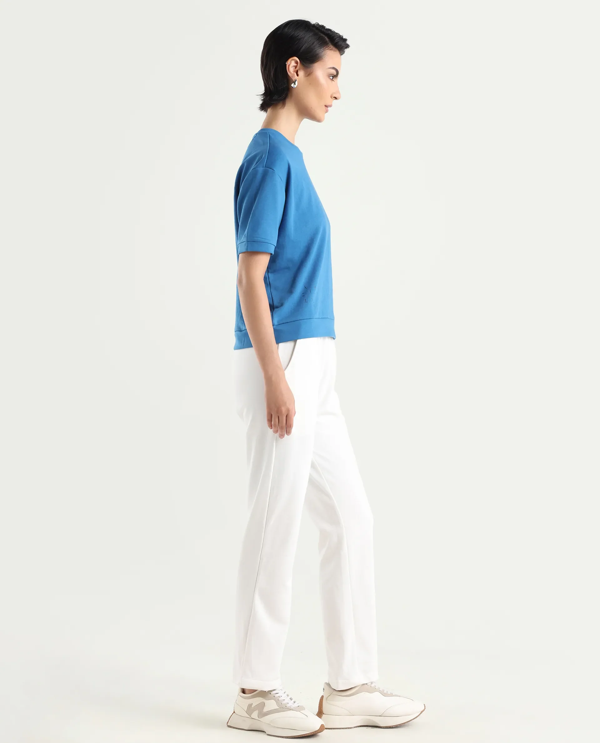 Rareism Women's Fronk Off White Polyester Blend Plain Ankle Length Tailored Track Pant - Image 6