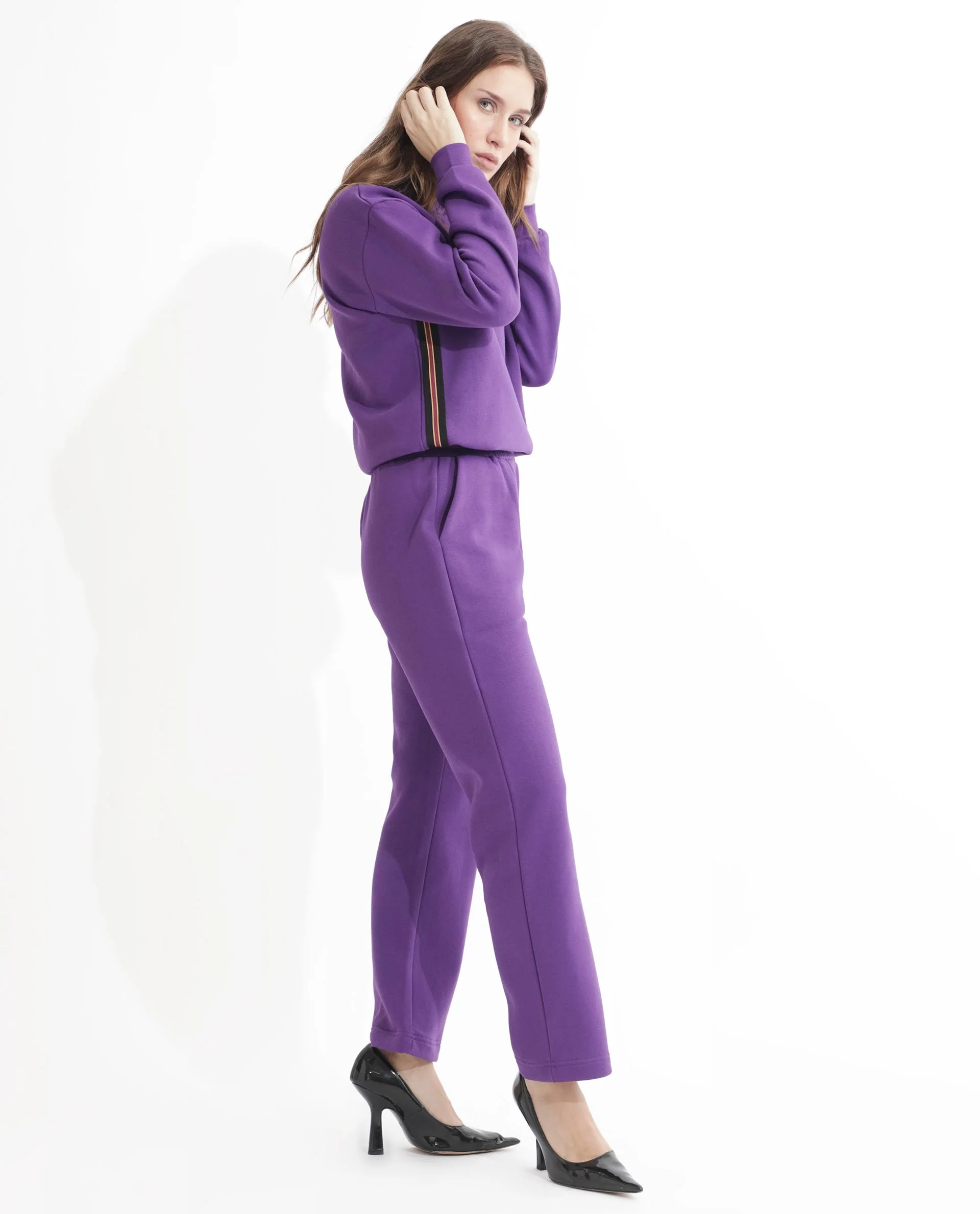 Rareism Women's Fronk Purple Polyester Blend Plain Ankle Length Tailored Track Pant - Image 8